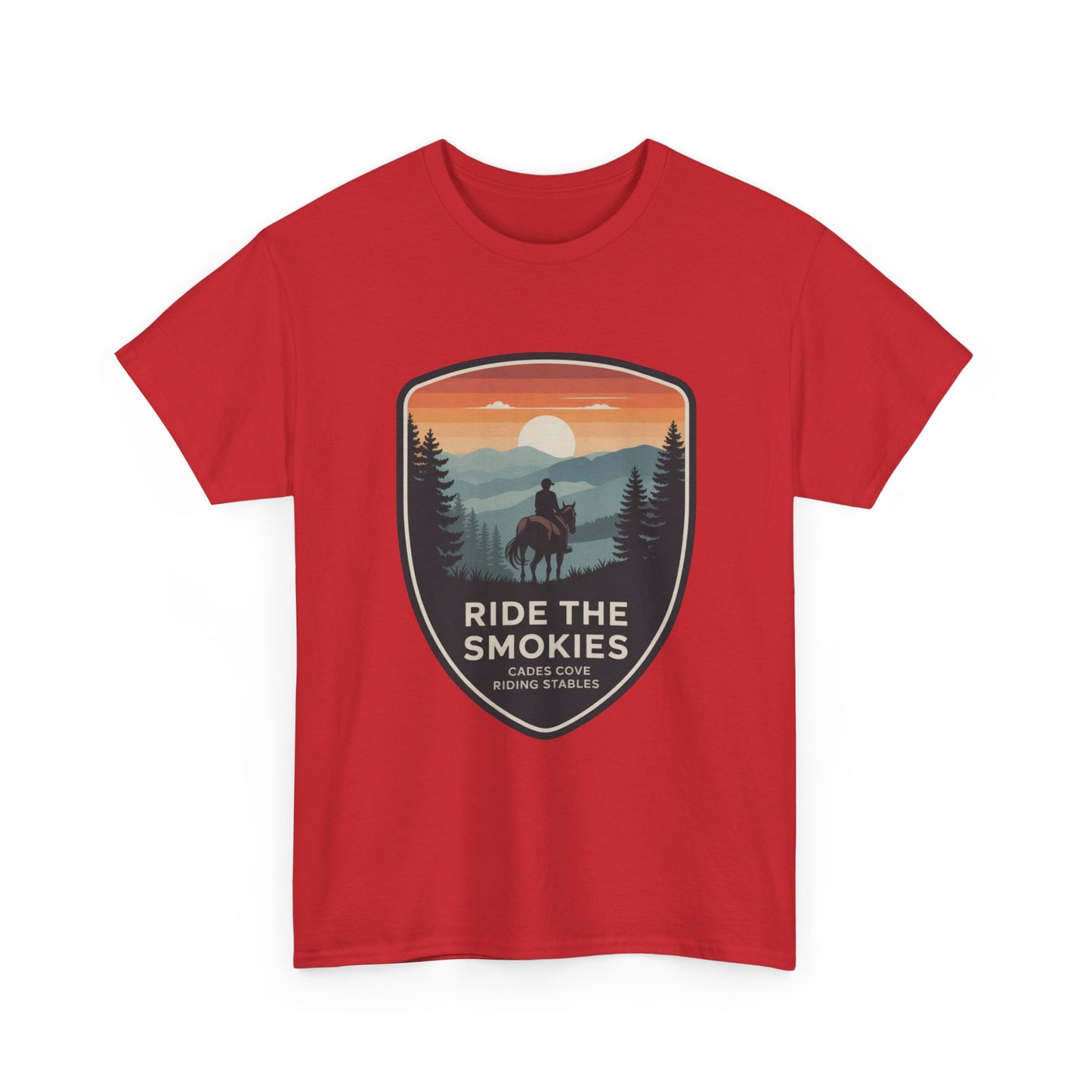 Ride the Smokies Cades Cove Riding Stables T-Shirt – Adult Great Smoky Mountains Horseback Tee
