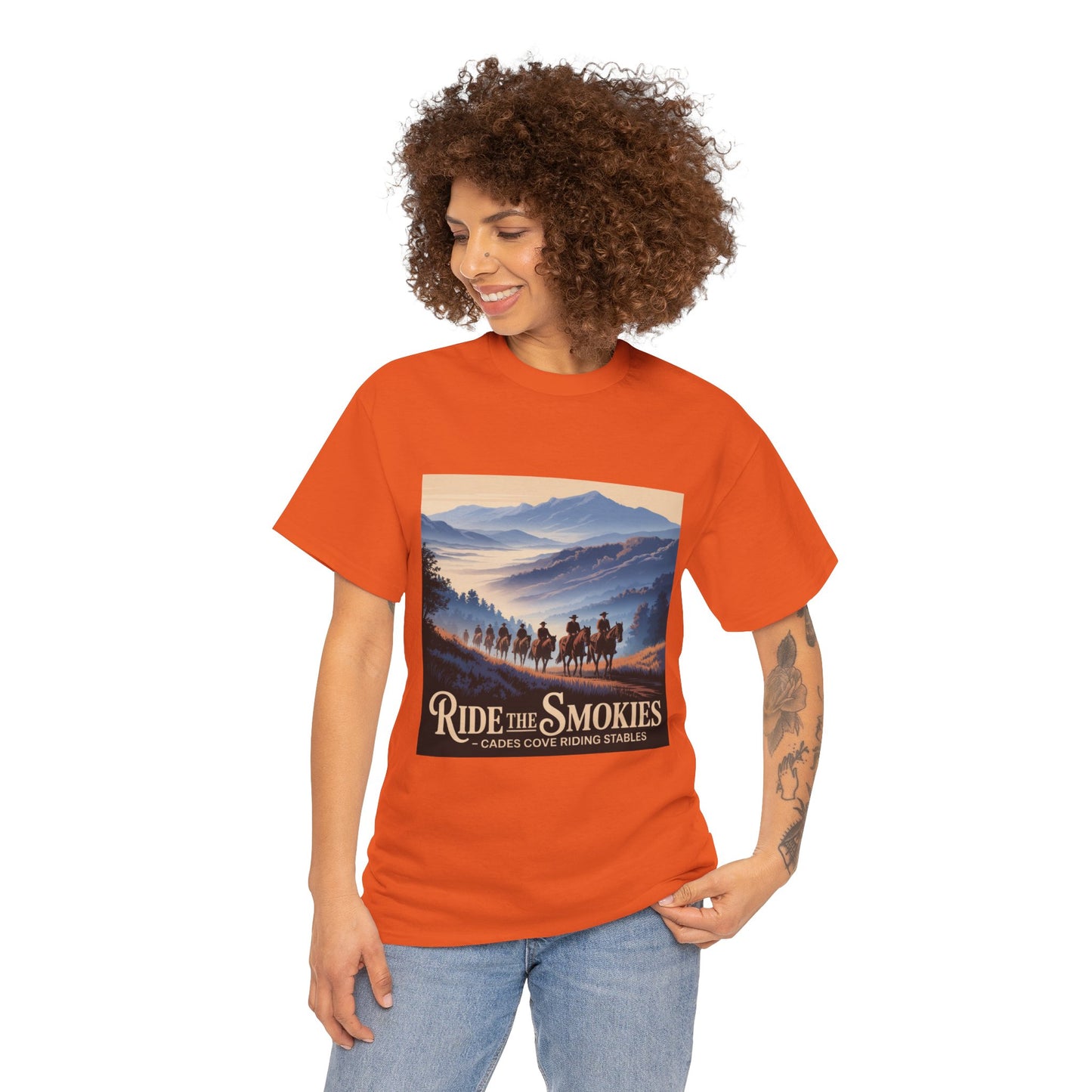 Ride the Smokies T-Shirt – Cades Cove Riding Stables Smoky Mountains Horseback Riding Tee
