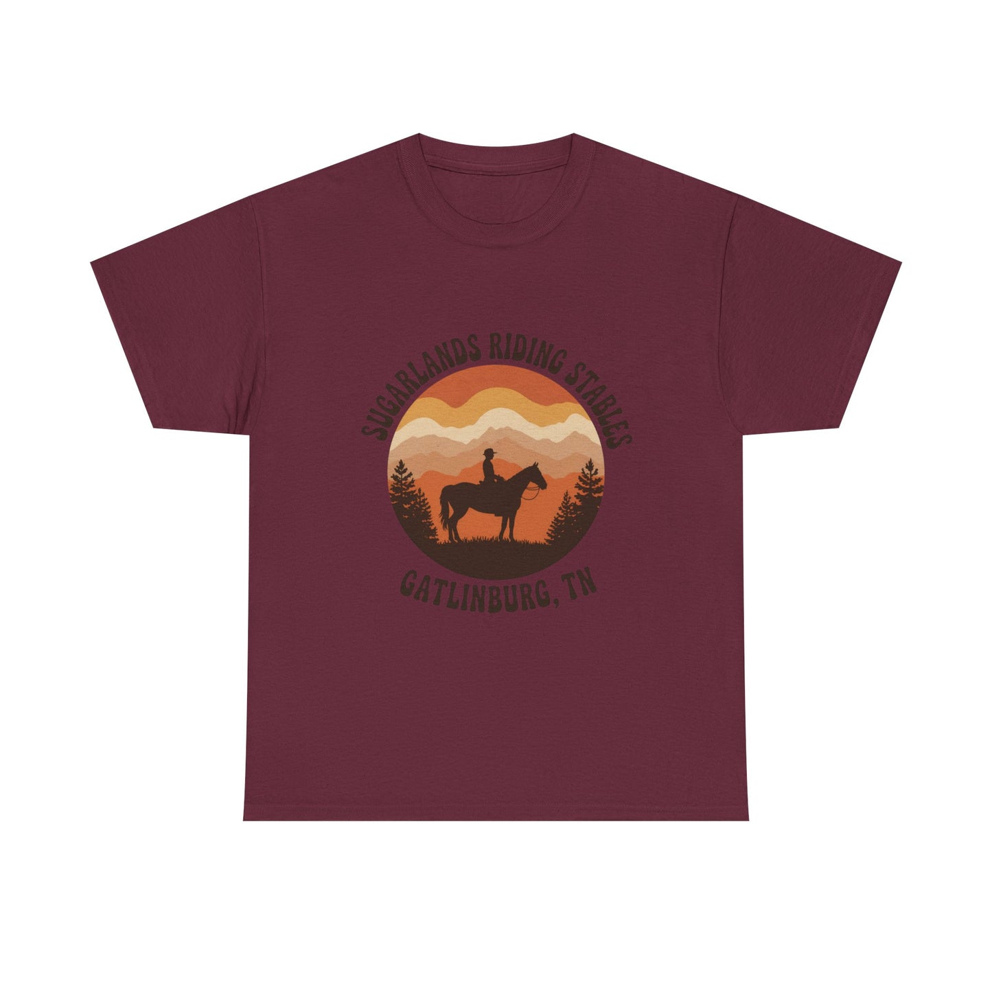 Sugarlands Riding Stables T-Shirt – Gatlinburg Tennessee Sunset Smoky Mountains Tee