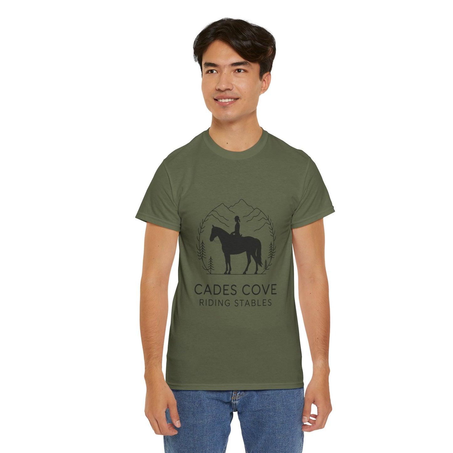 Cades Cove Riding Stables Minimalist T-Shirt – Smoky Mountains Horseback Silhouette Tee