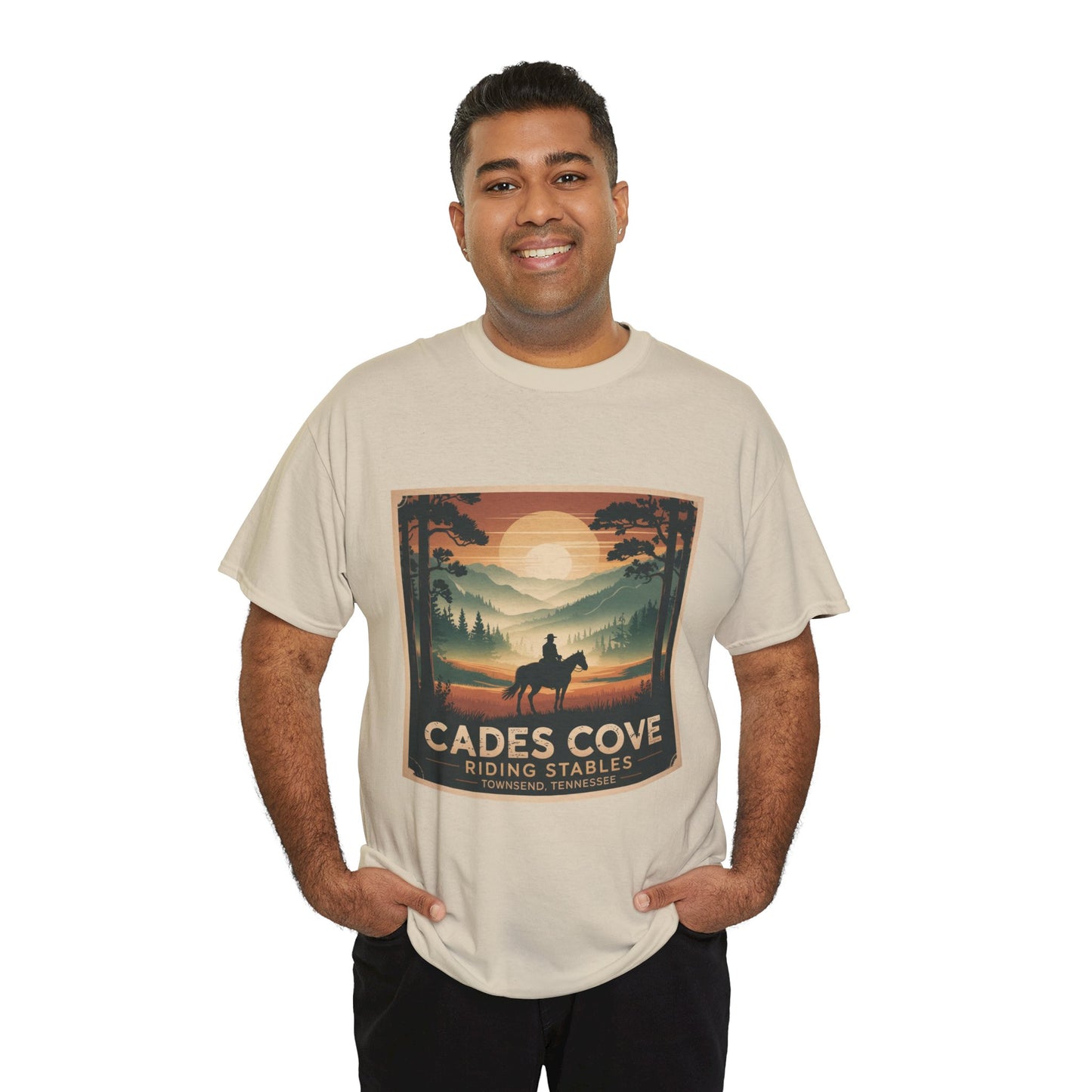 Cades Cove Riding Stables Sunset T-Shirt – Townsend Tennessee Smoky Mountains Horseback Tee