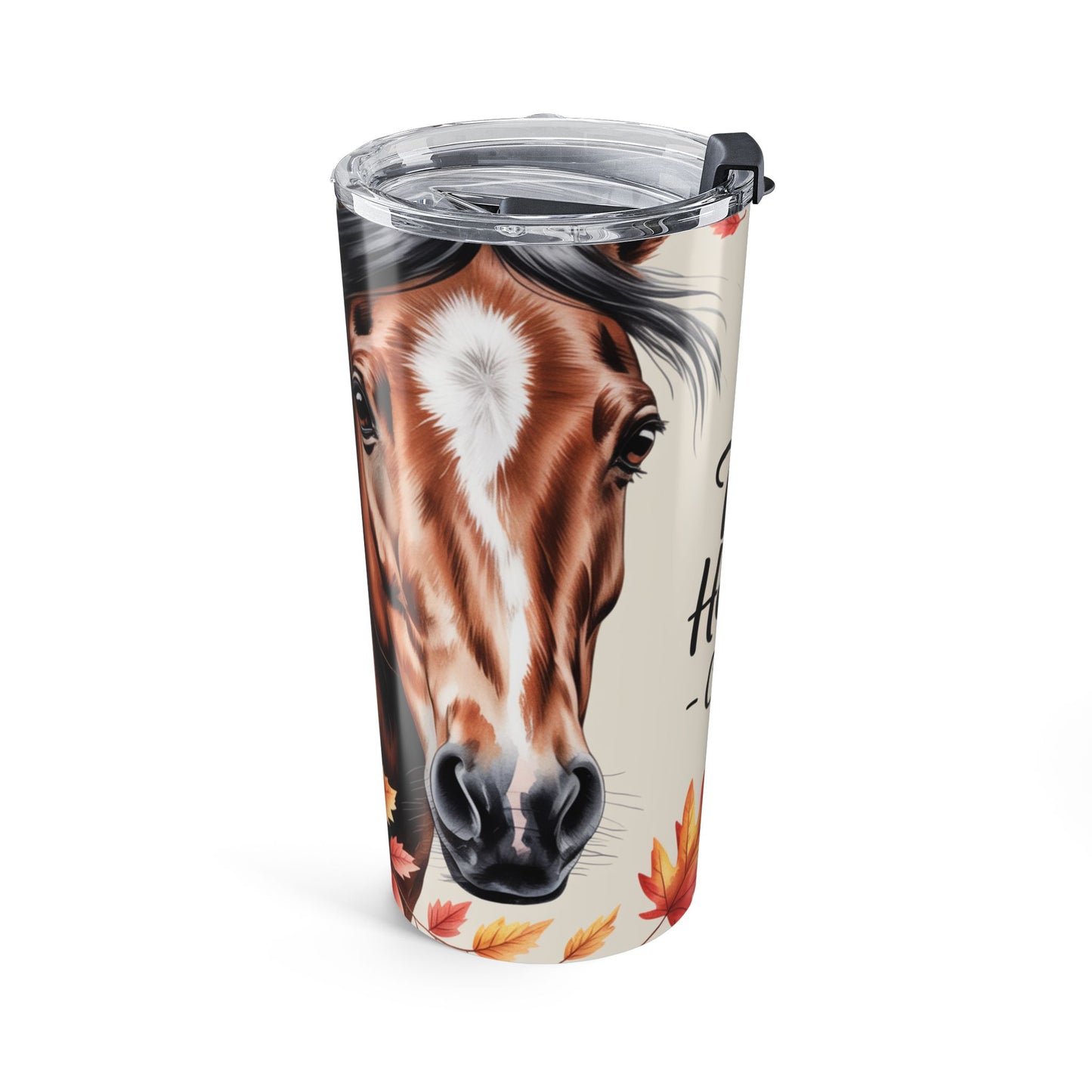 Thankful Hearts & Horses 20oz Tumbler – Cades Cove Riding Stables Autumn Horse Design