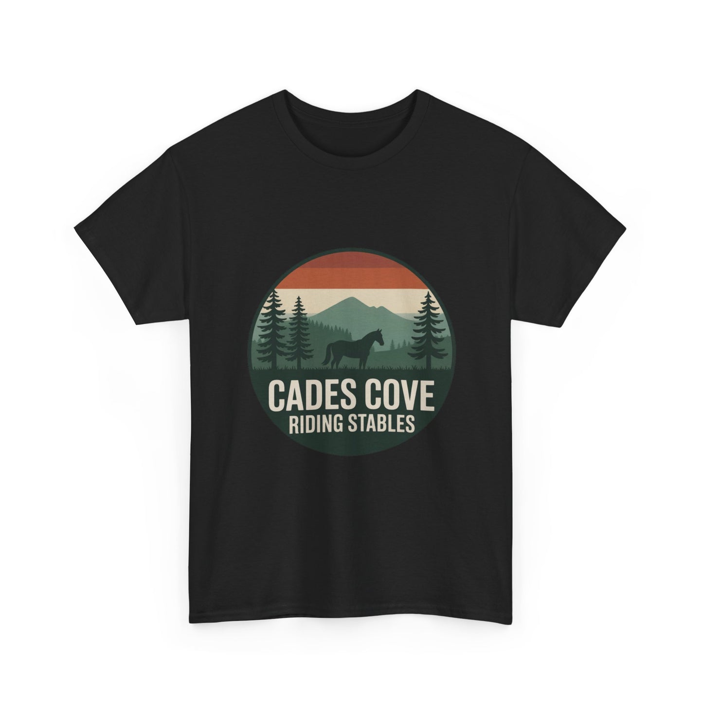 Cades Cove Riding Stables Horse Mountain T-Shirt – Adult Smoky Mountains Nature Tee