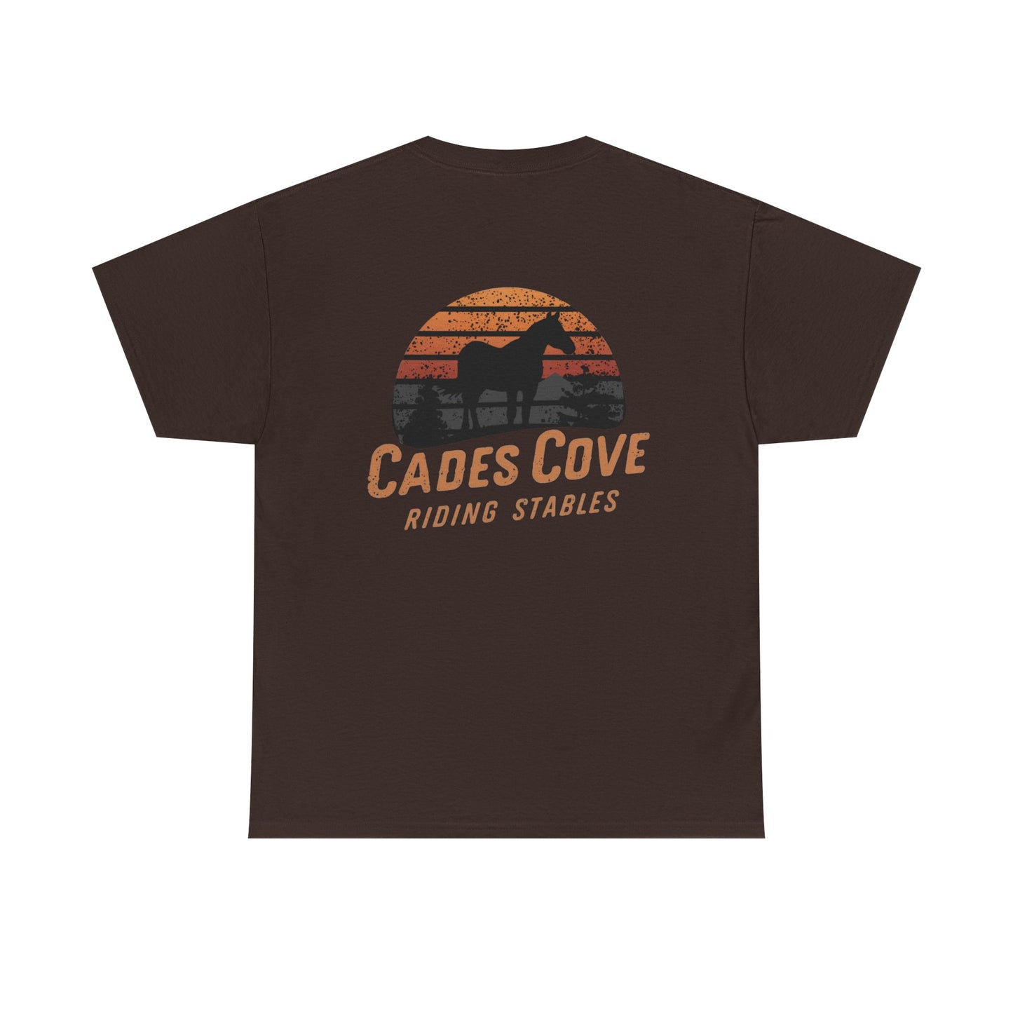 Cades Cove Riding Stables Retro Sunset Unisex Heavy Cotton Tee