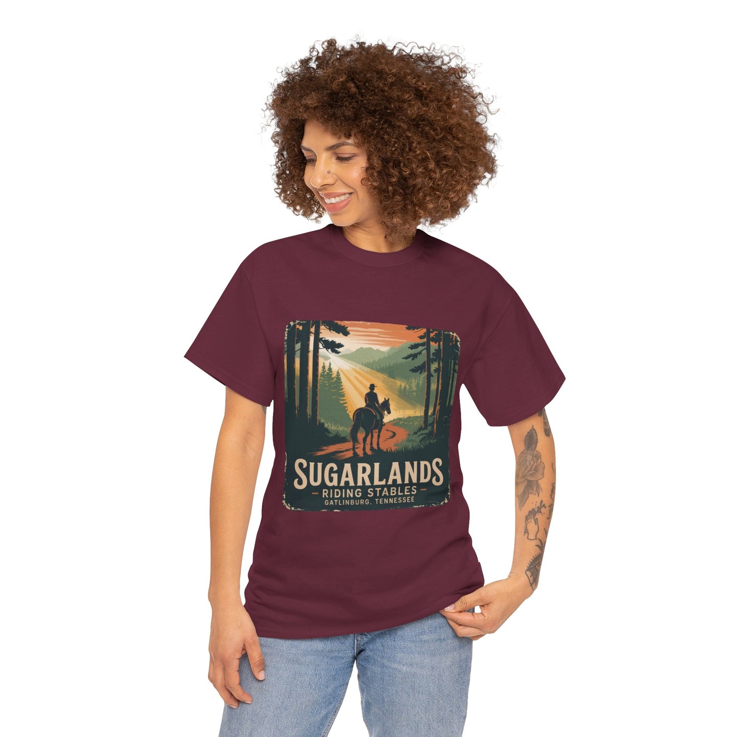 Sugarlands Riding Stables T-Shirt – Gatlinburg Tennessee Scenic Smoky Mountains Trail Tee