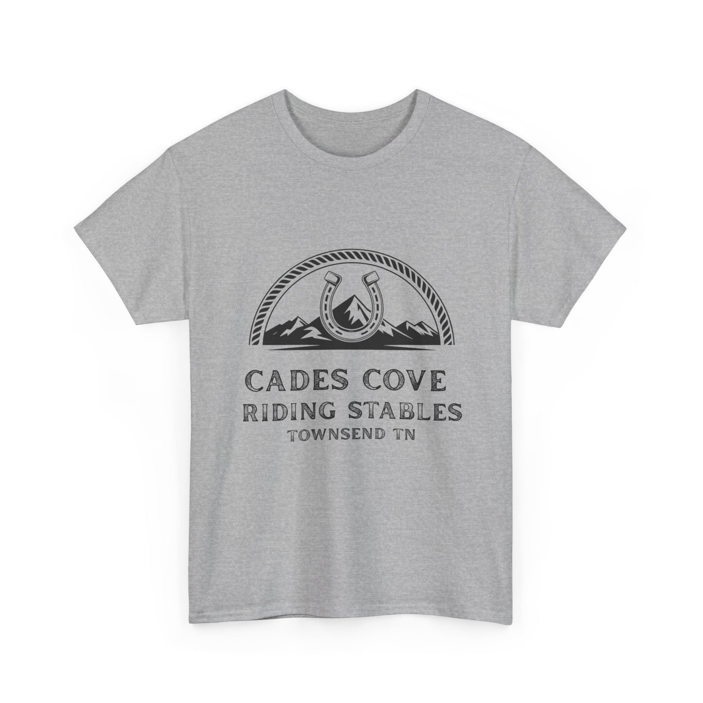 Cades Cove Riding Stables T-Shirt – Smoky Mountains Horseshoe Western Logo Tee
