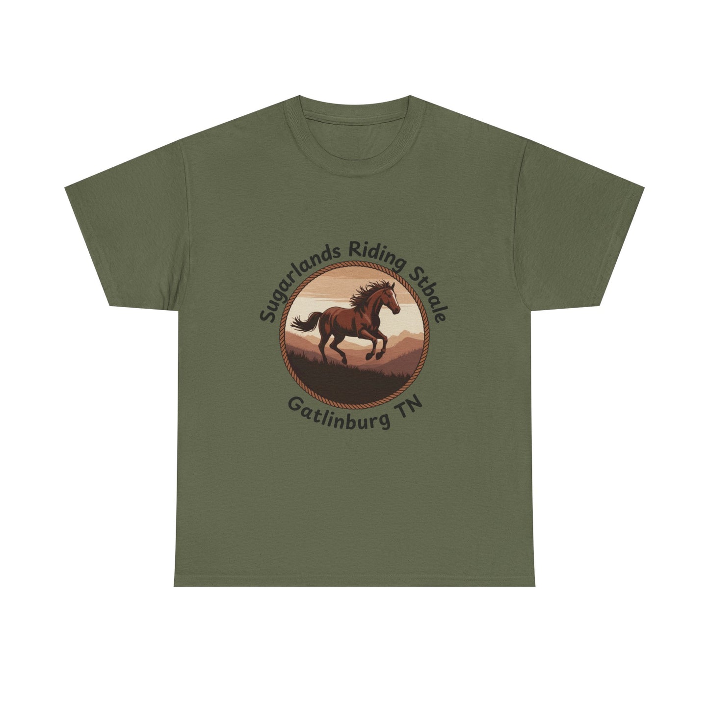 Running Horse T-Shirt – Sugarlands Riding Stables Gatlinburg Tennessee Western Sunset Tee