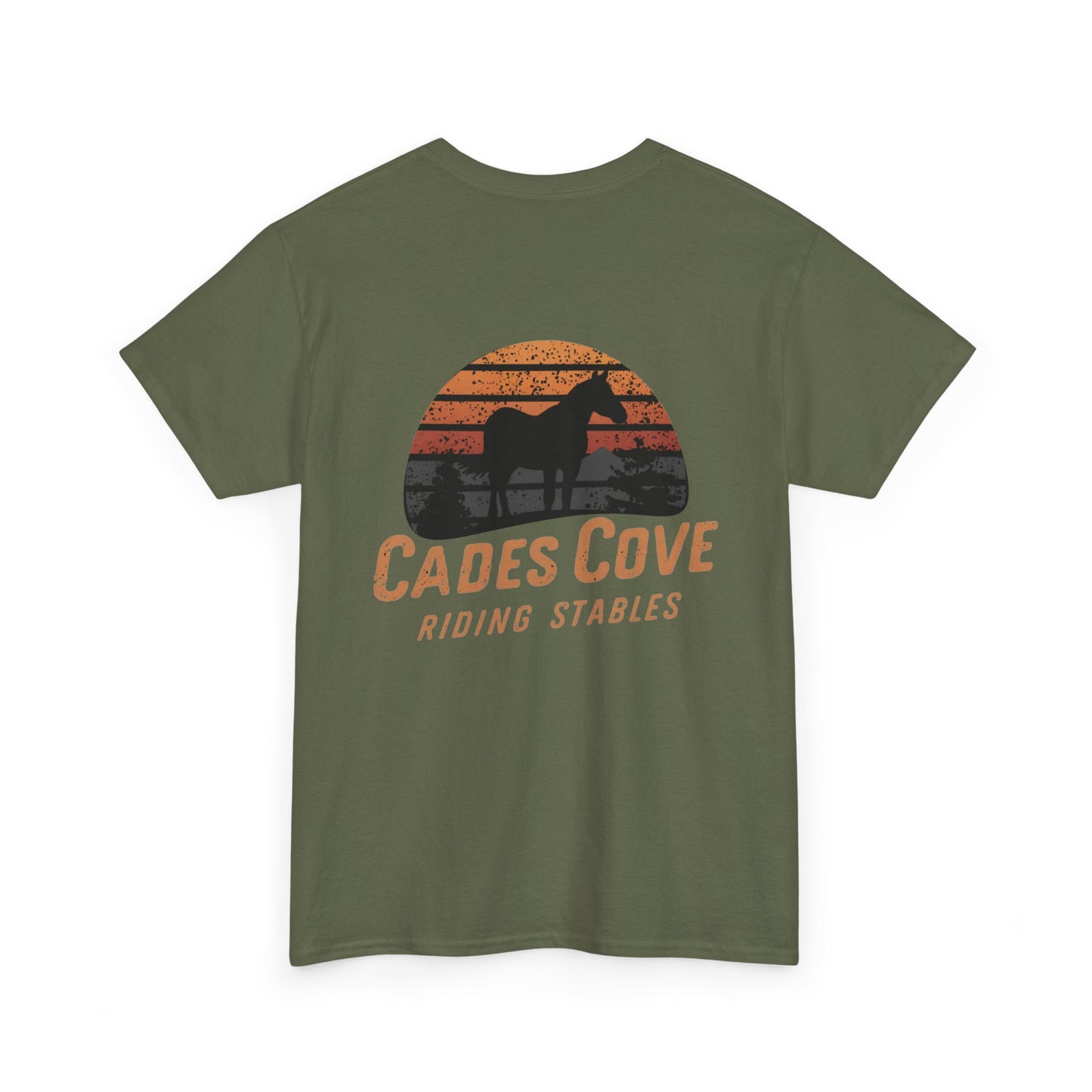 Cades Cove Riding Stables Retro Sunset Unisex Heavy Cotton Tee