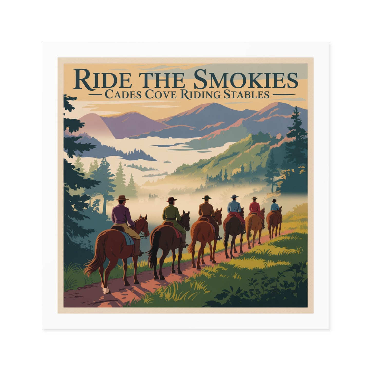 Ride the Smokies Sticker – Cades Cove Riding Stables Smoky Mountains Horseback Riding Decal