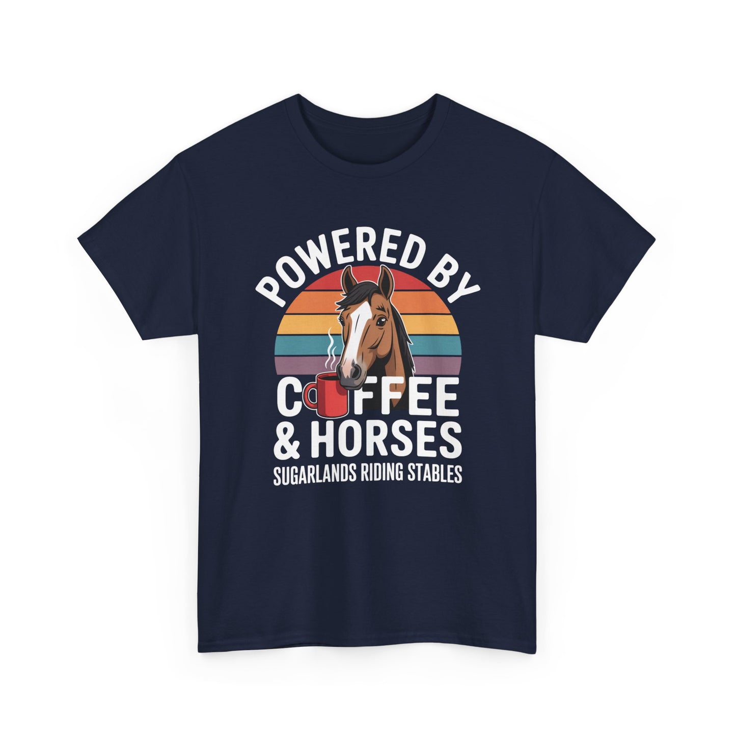 Powered by Coffee & Horses T-Shirt — Horse Mom Equestrian Riding Tee