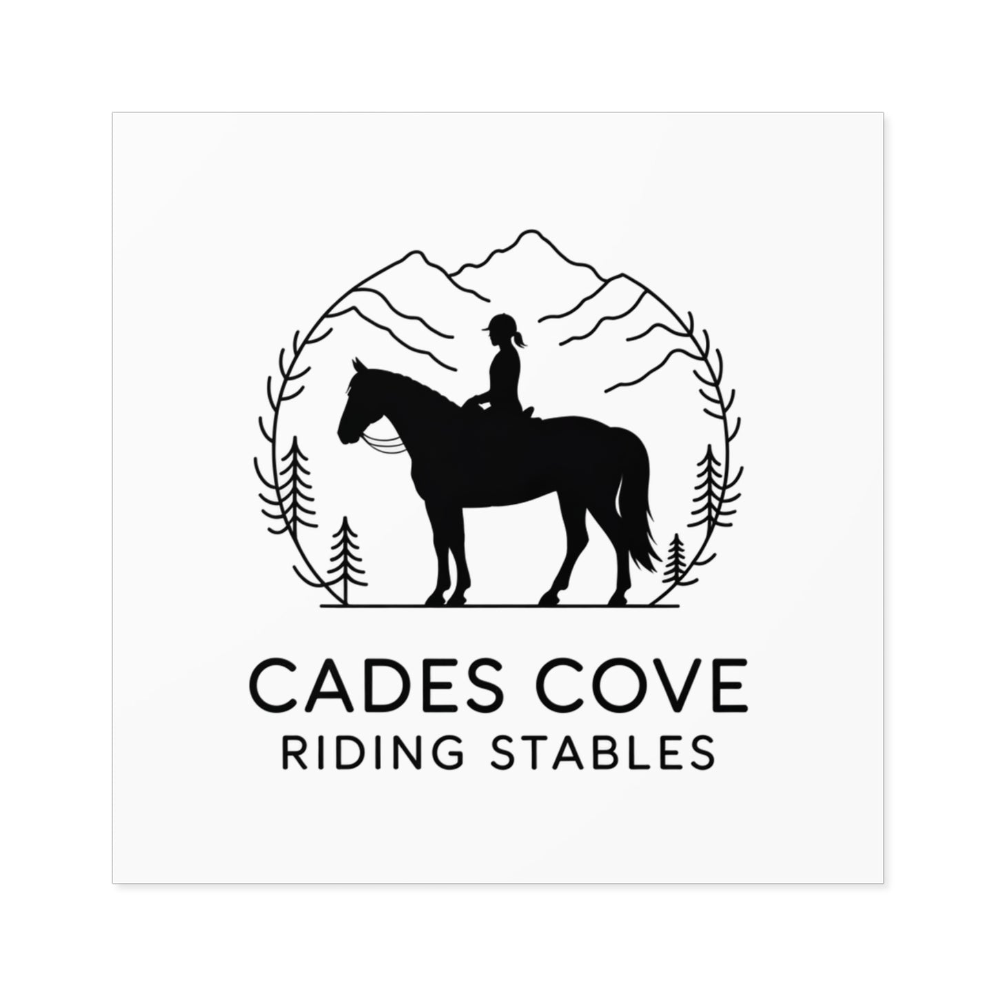 Cades Cove Riding Stables Sticker – Smoky Mountains Horse and Rider Minimalist Decal
