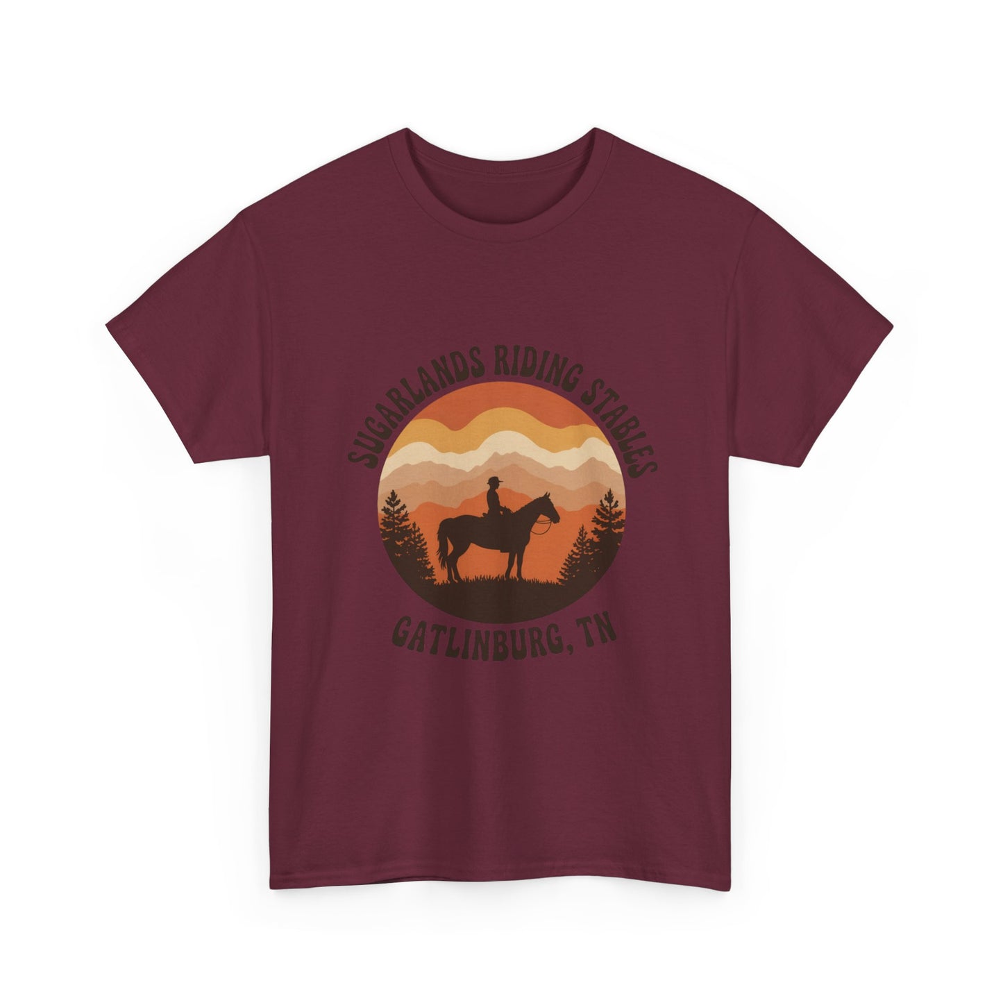 Sugarlands Riding Stables T-Shirt – Gatlinburg Tennessee Sunset Smoky Mountains Tee