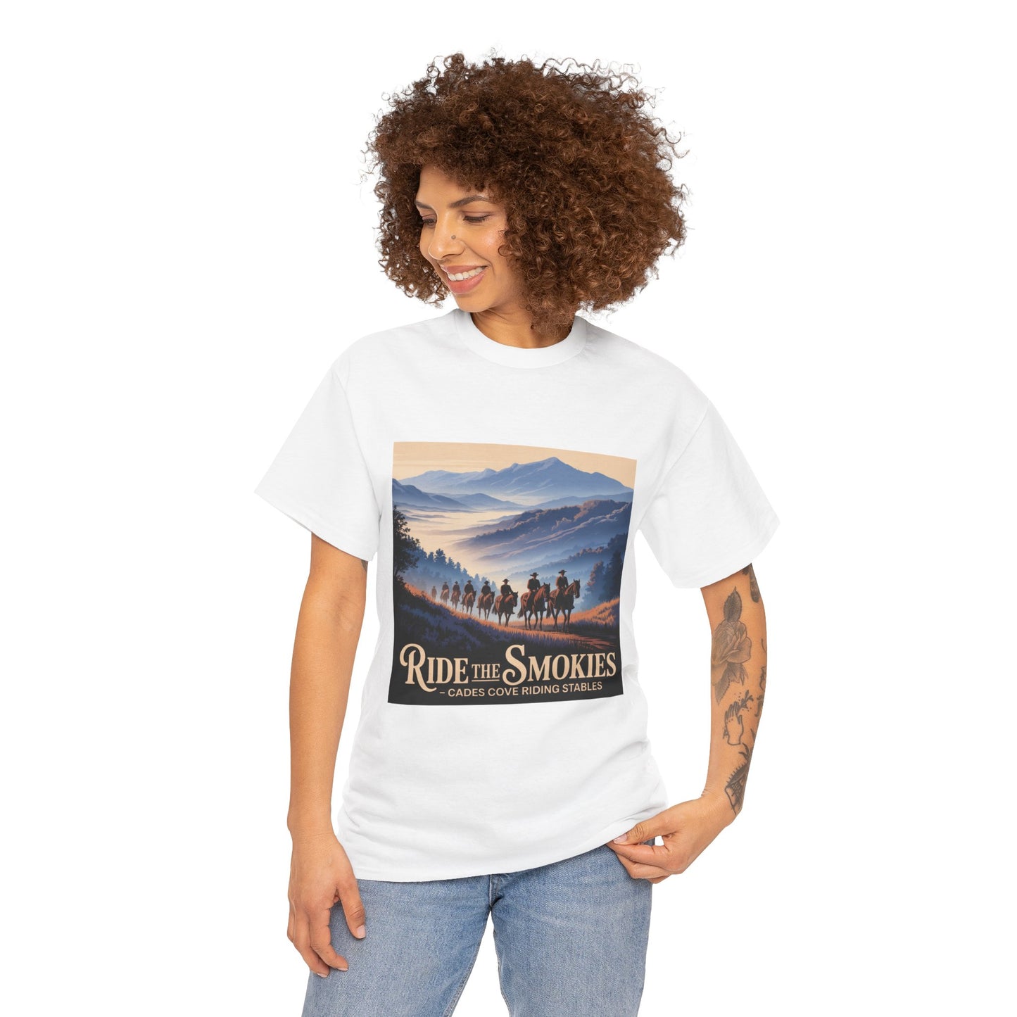Ride the Smokies T-Shirt – Cades Cove Riding Stables Smoky Mountains Horseback Riding Tee