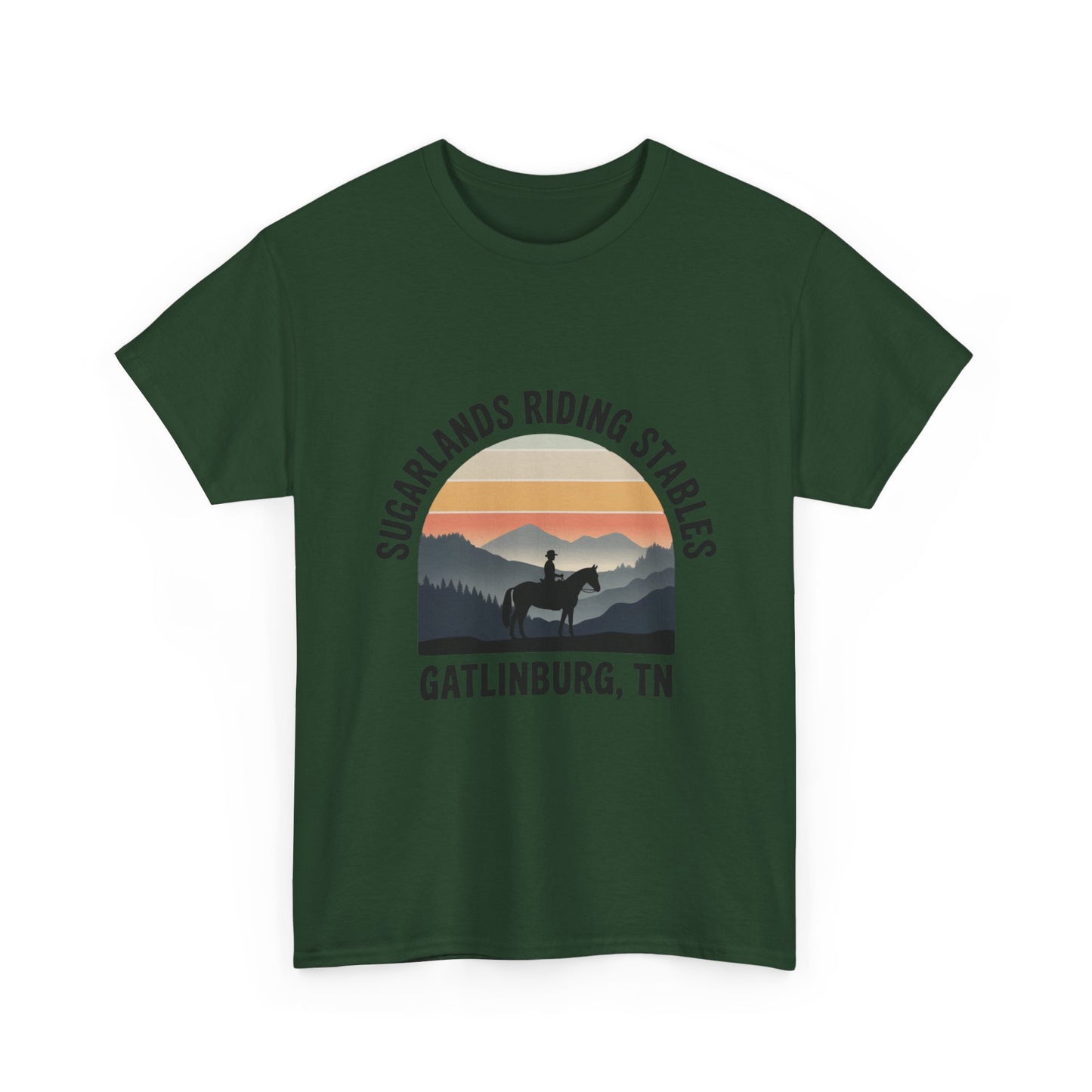 Sugarlands Riding Stables T-Shirt – Gatlinburg Tennessee Sunset Horizon Smoky Mountains Tee
