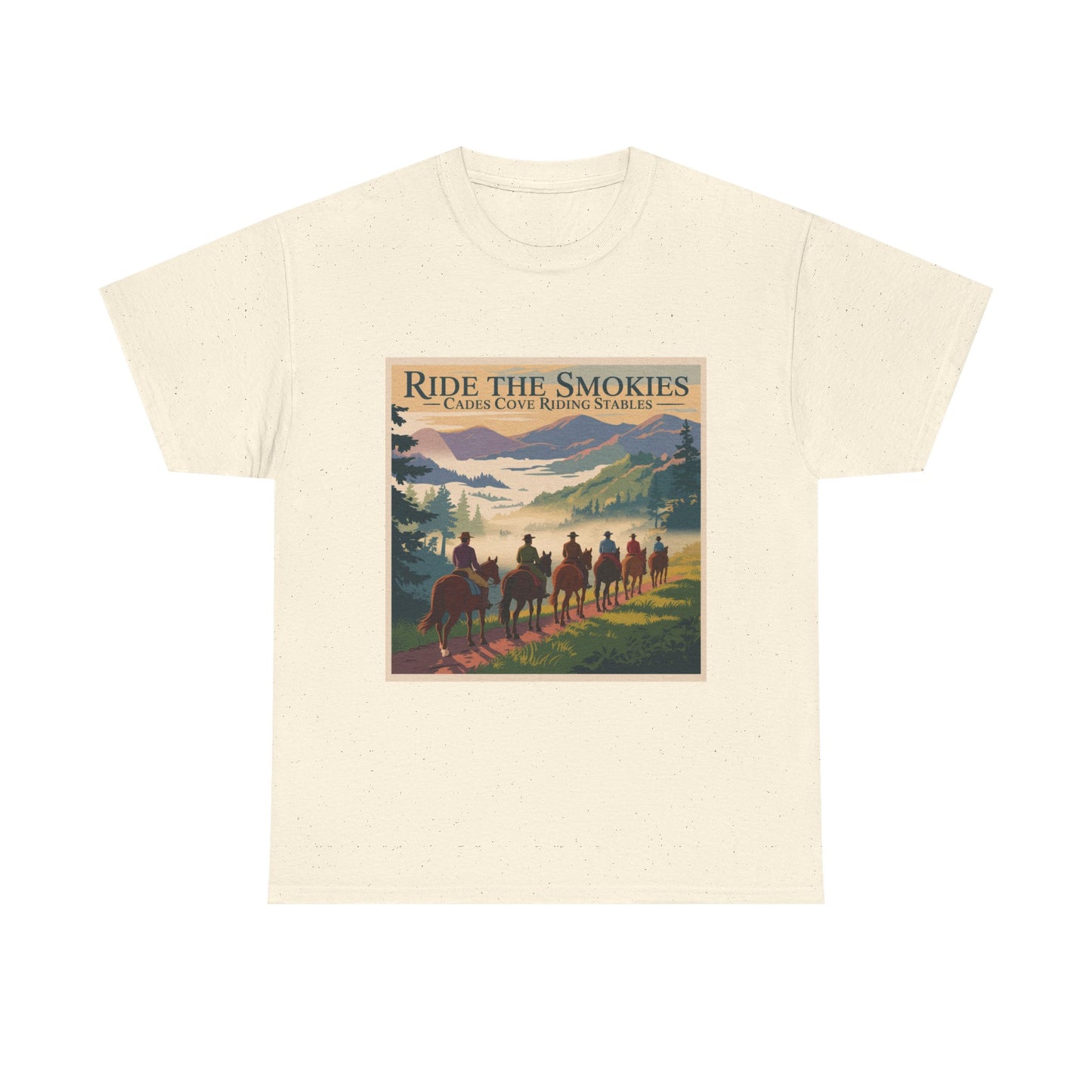 Ride the Smokies T-Shirt – Cades Cove Riding Stables Smoky Mountains Horseback Adventure Tee