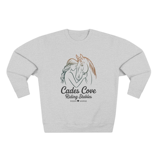 Cades Cove Gentle Connection – Rider & Horse Silhouette Unisex Crewneck Sweatshirt