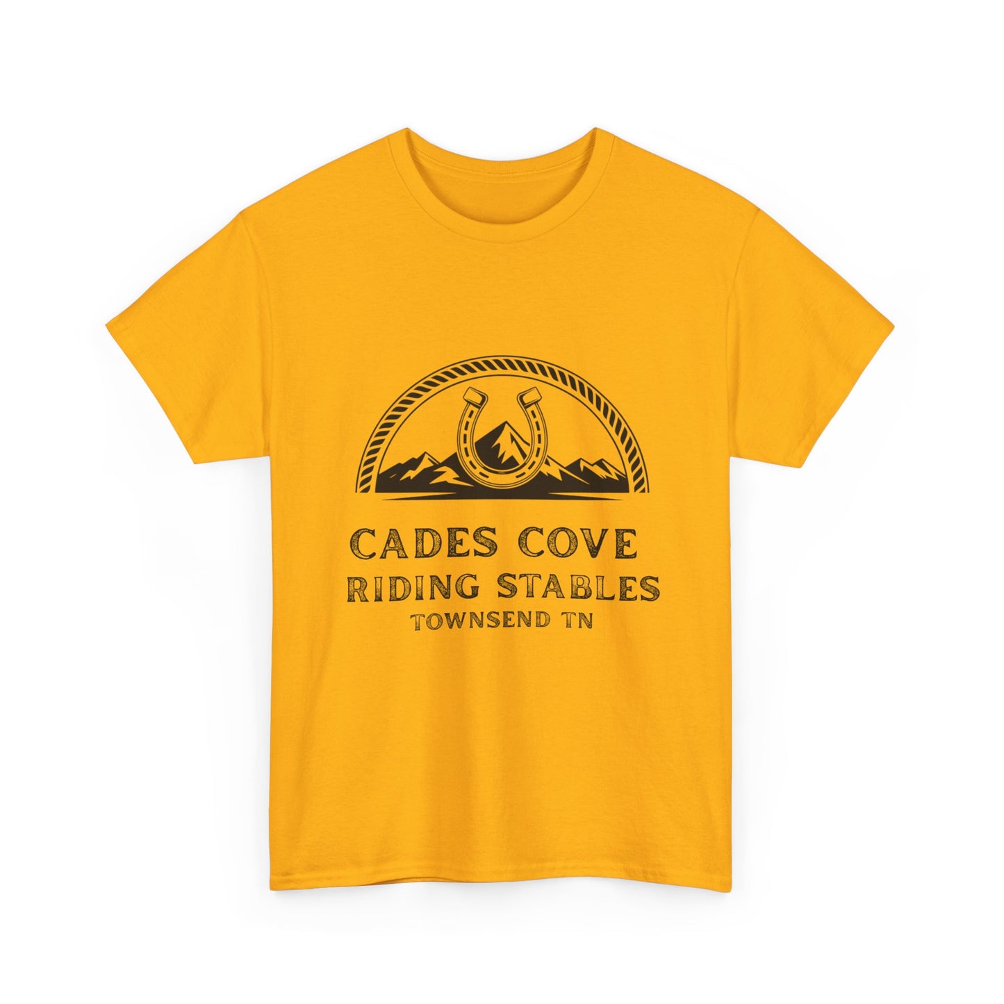 Cades Cove Riding Stables T-Shirt – Smoky Mountains Horseshoe Western Logo Tee