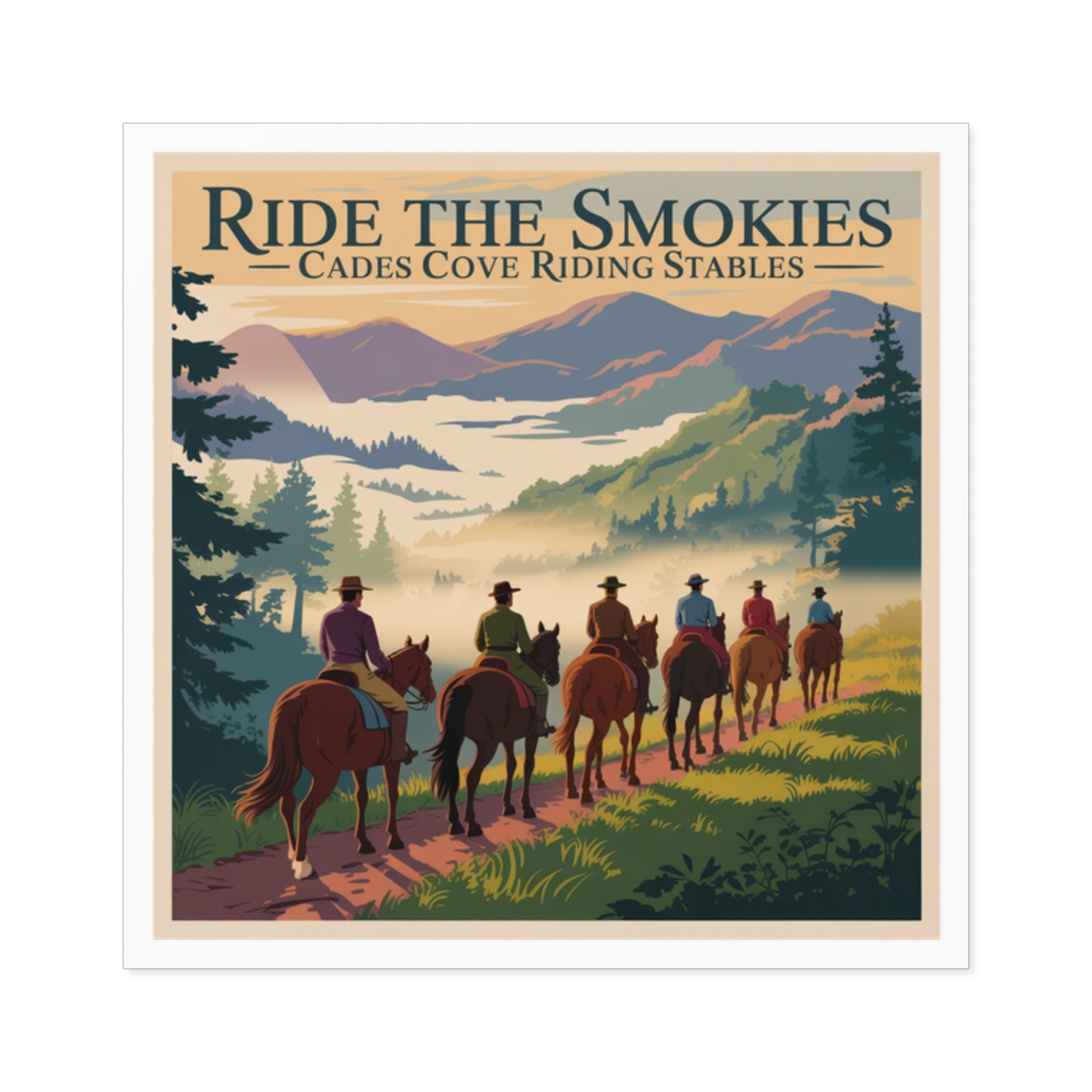 Ride the Smokies Sticker – Cades Cove Riding Stables Smoky Mountains Horseback Riding Decal