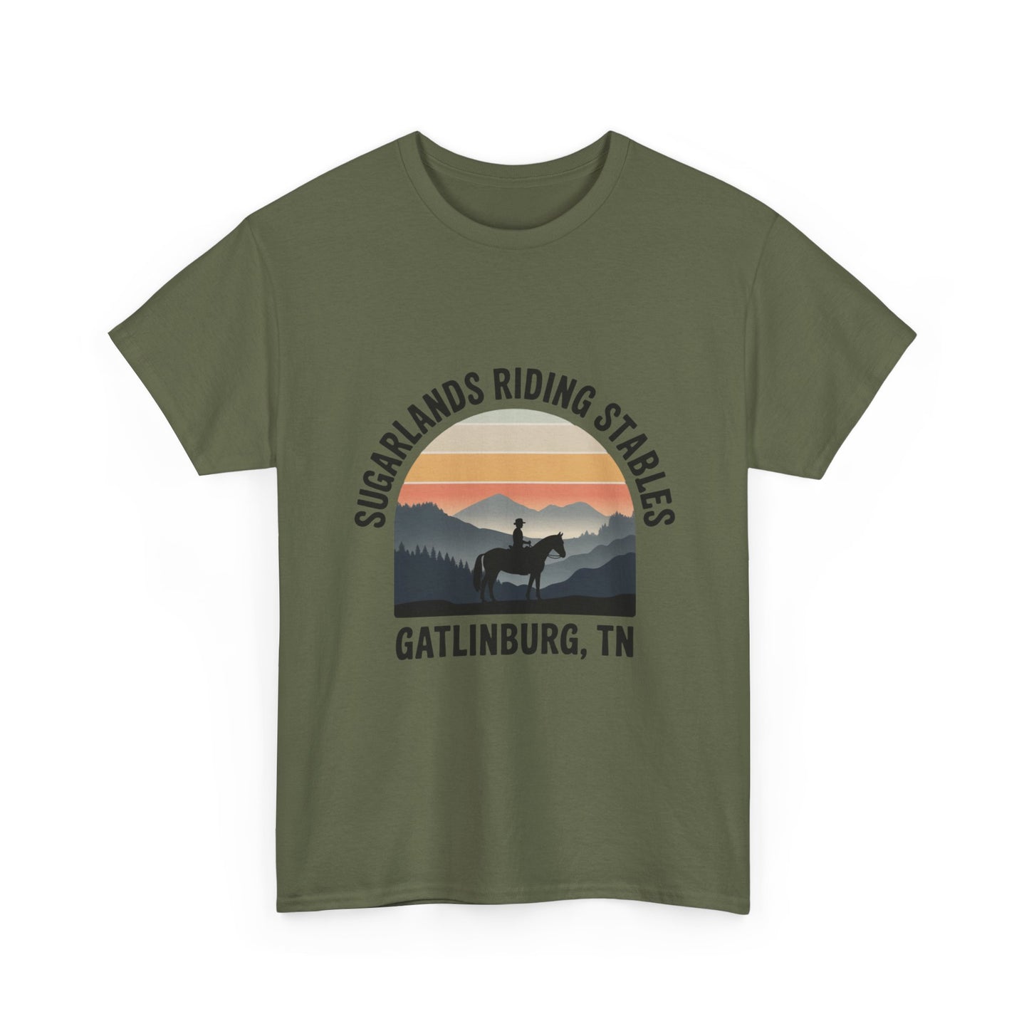 Sugarlands Riding Stables T-Shirt – Gatlinburg Tennessee Sunset Horizon Smoky Mountains Tee