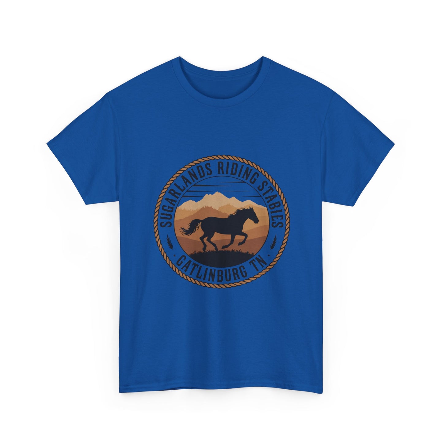 Sugarlands Riding Stables T-Shirt – Gatlinburg Tennessee Running Horse Western Emblem Tee