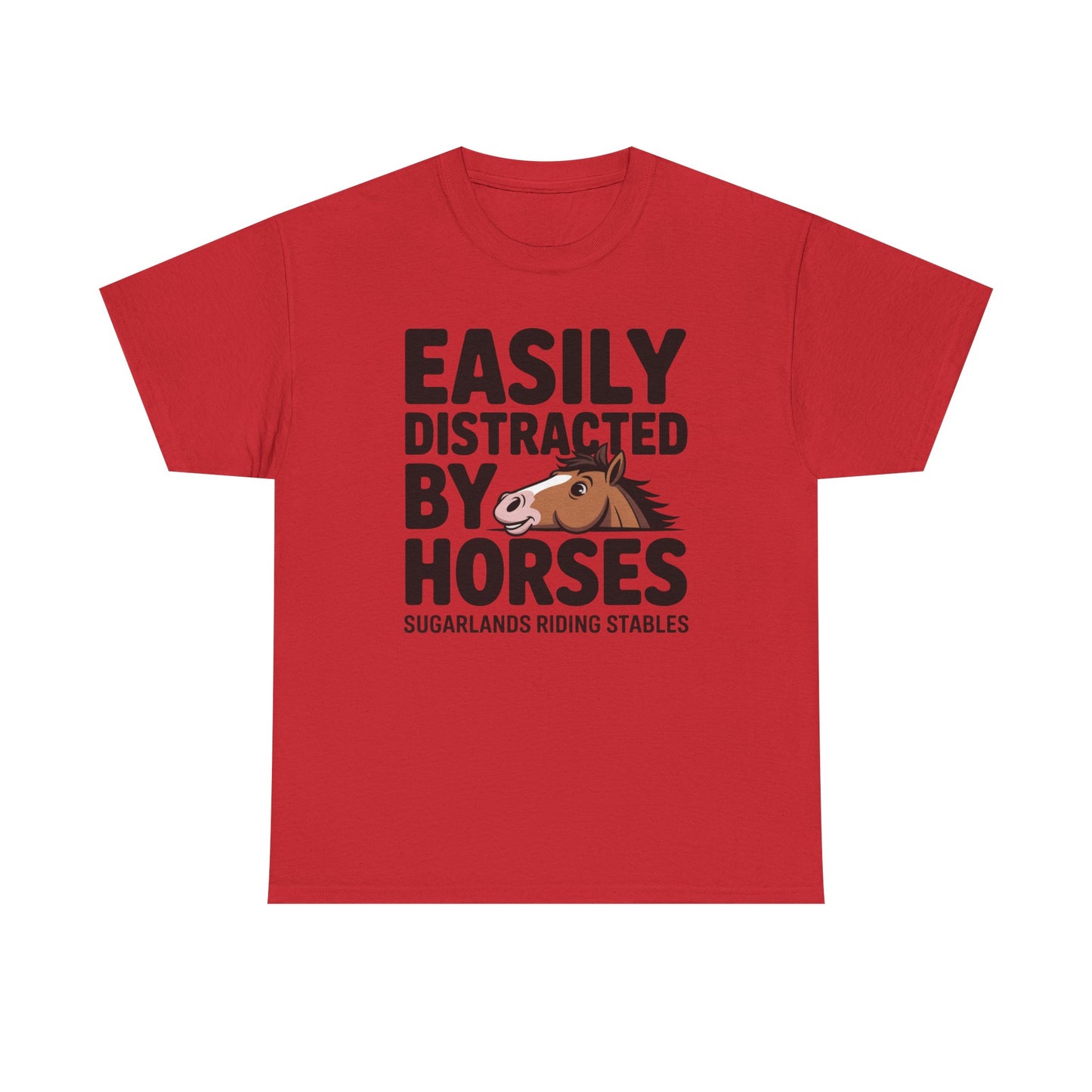 Easily Distracted by Horses T‑Shirt — Funny Equestrian Tee for Horse Lovers
