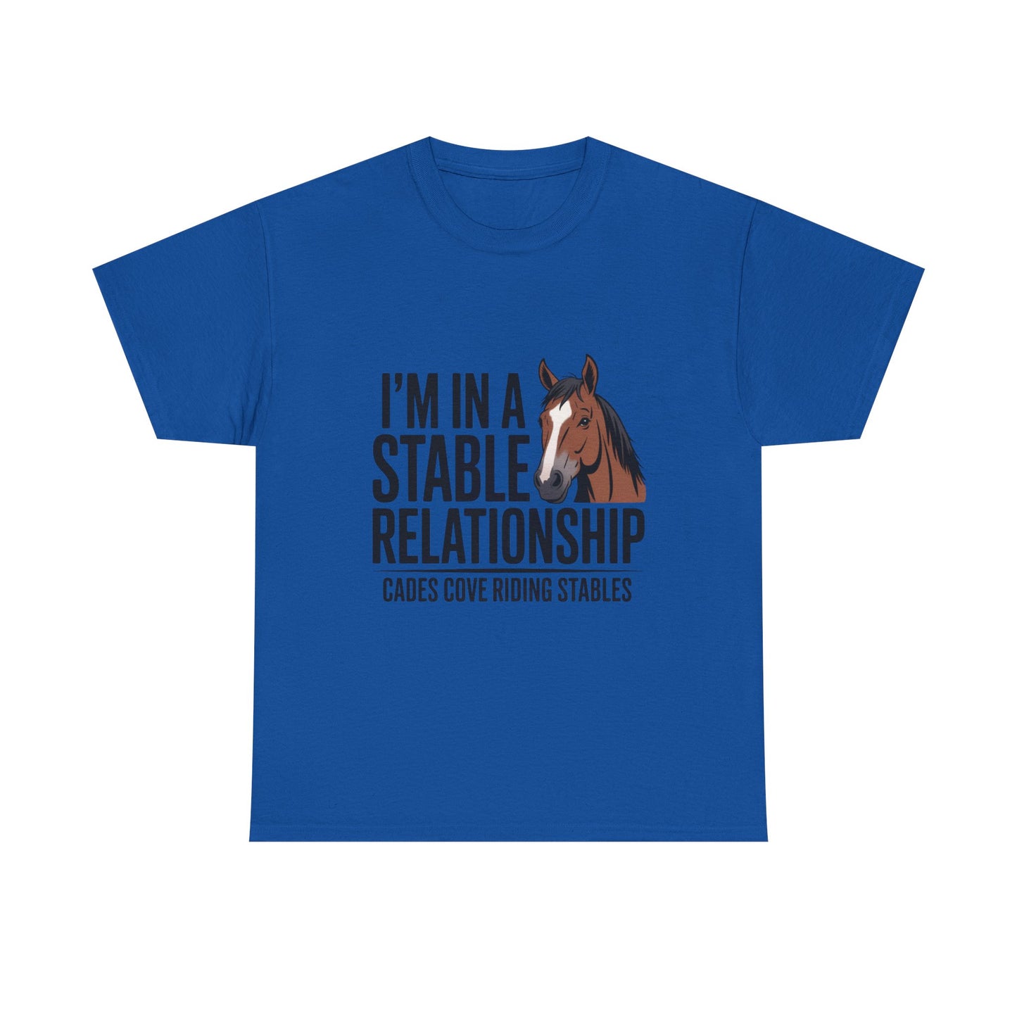 I’m in a Stable Relationship T-Shirt – Funny Horse Lover Tee | Cades Cove Riding Stables