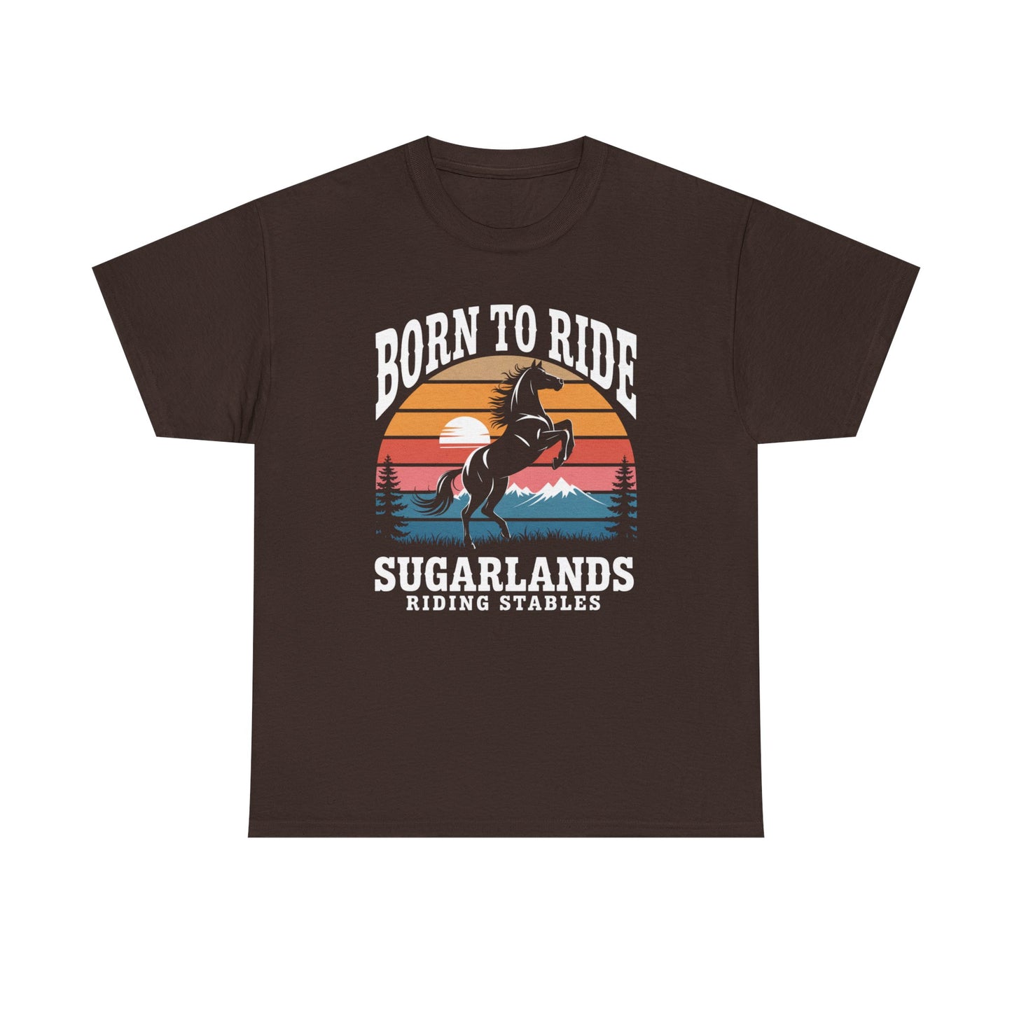 Born to Ride Horse T-Shirt — Sugarlands Riding Stables Retro Sunset Tee