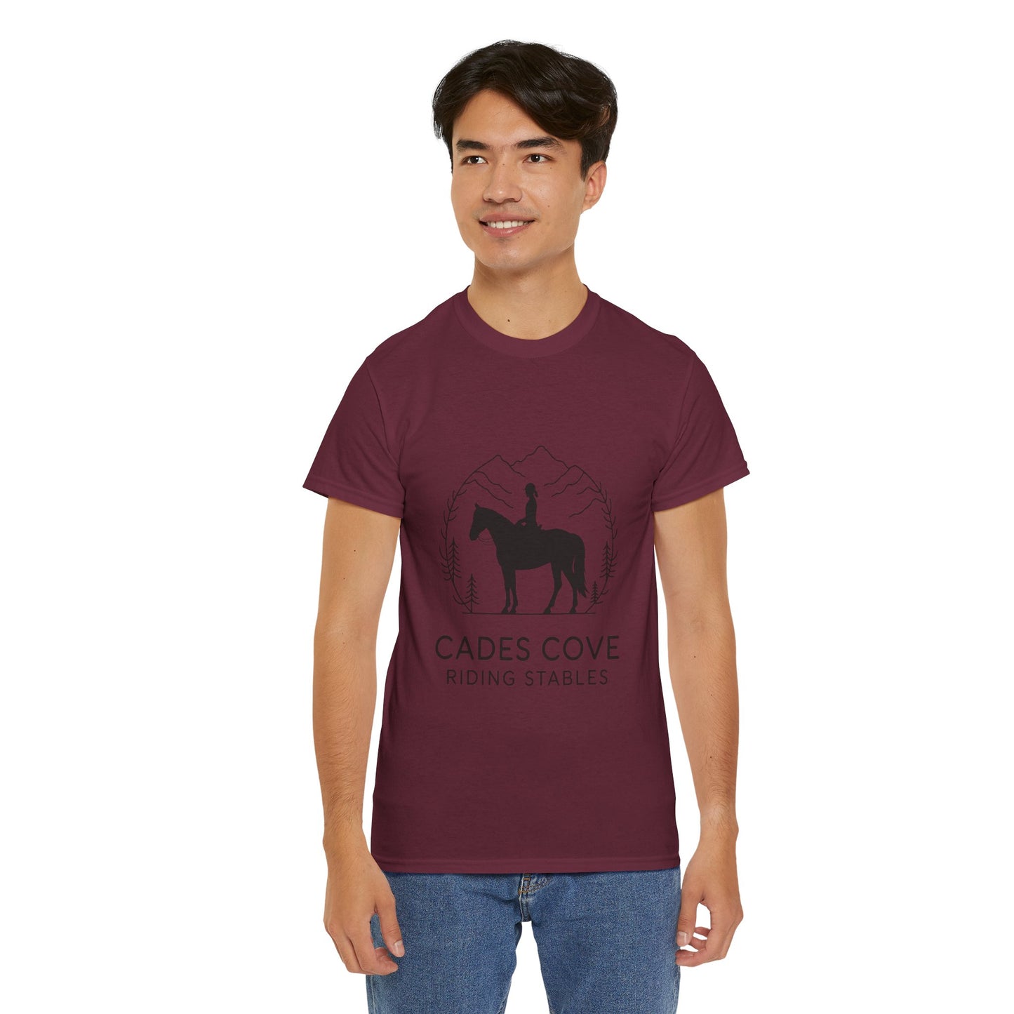 Cades Cove Riding Stables Minimalist T-Shirt – Smoky Mountains Horseback Silhouette Tee