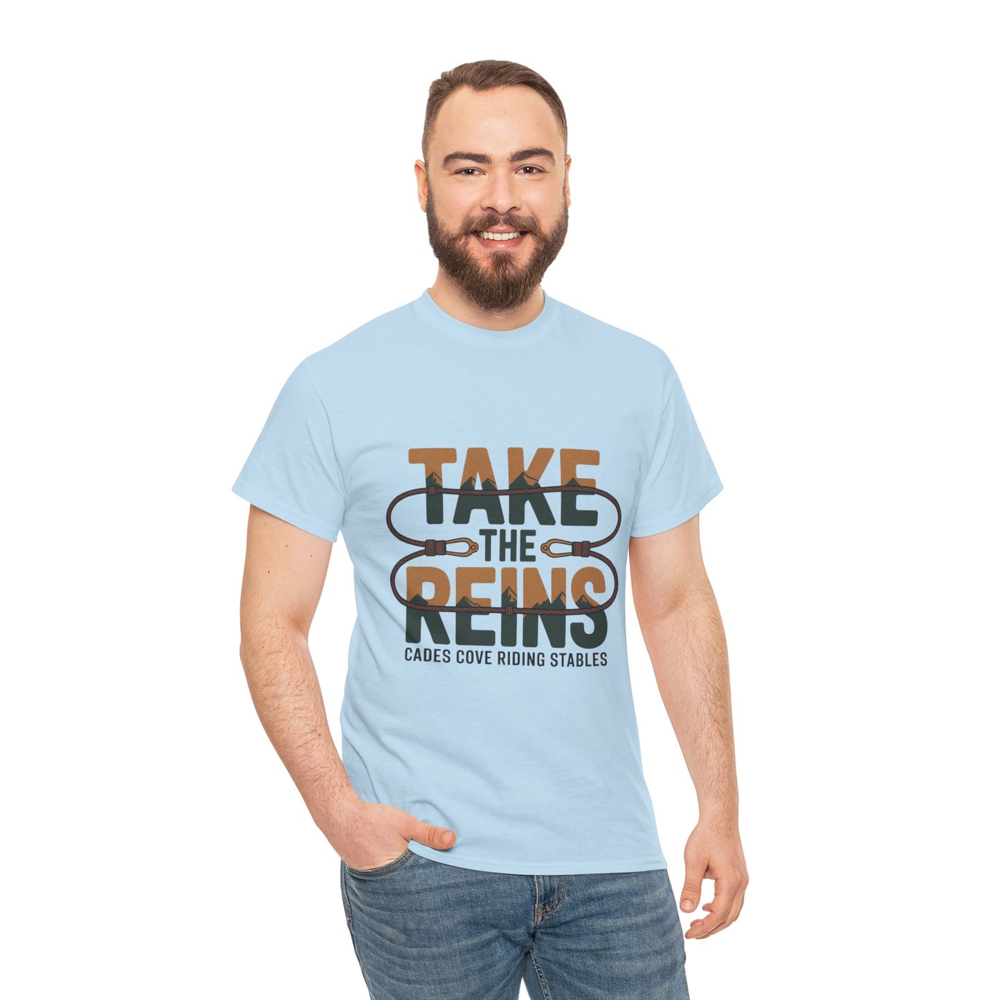 Take the Reins T-Shirt – Cades Cove Riding Stables Smoky Mountains Horseback Riding Tee