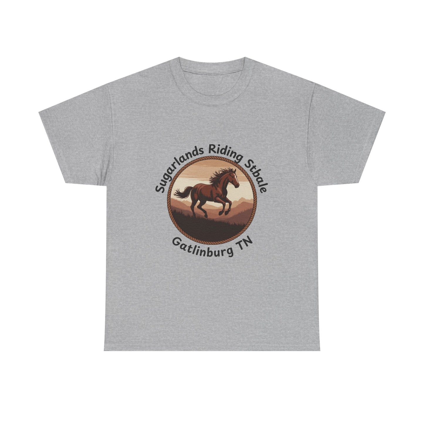 Running Horse T-Shirt – Sugarlands Riding Stables Gatlinburg Tennessee Western Sunset Tee