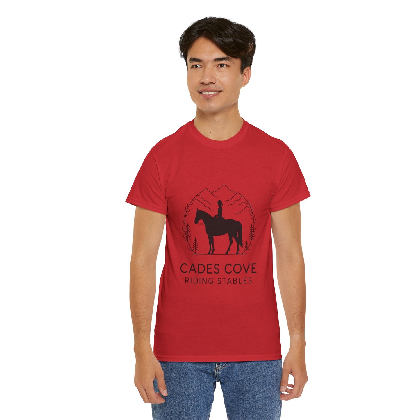 Cades Cove Riding Stables Minimalist T-Shirt – Smoky Mountains Horseback Silhouette Tee