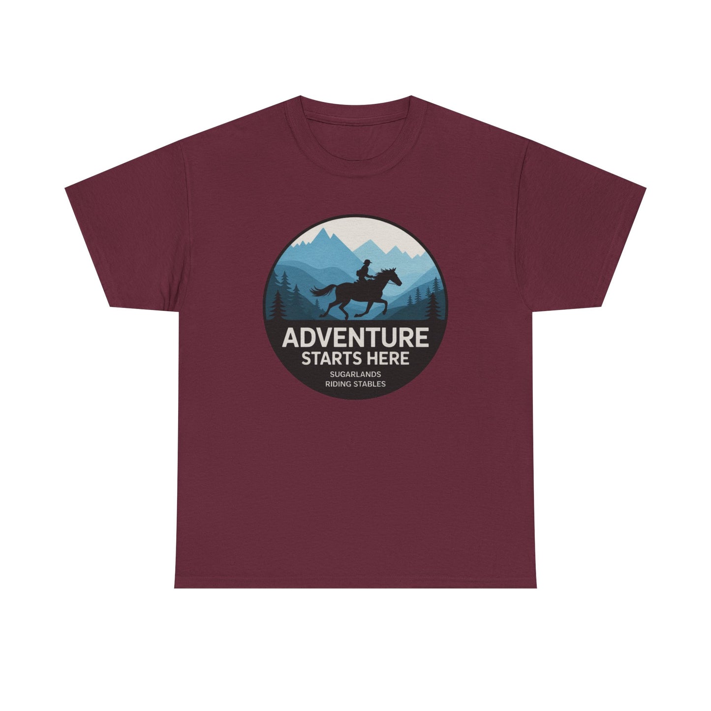 Adventure Starts Here T-Shirt — Outdoor Hiking & Equestrian Graphic Tee