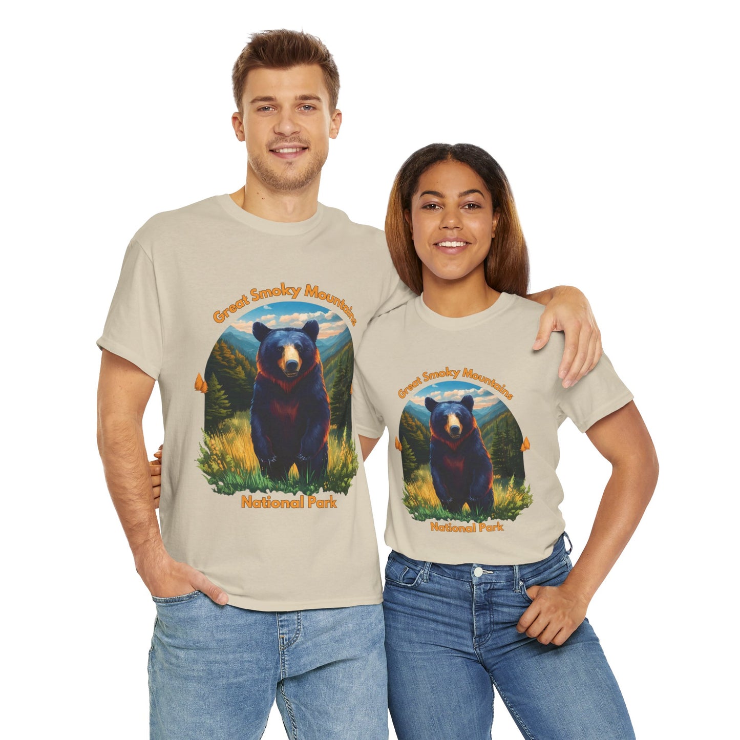 Great Smoky Mountains National Park Standing Black Bear Unisex Heavy Cotton Tee