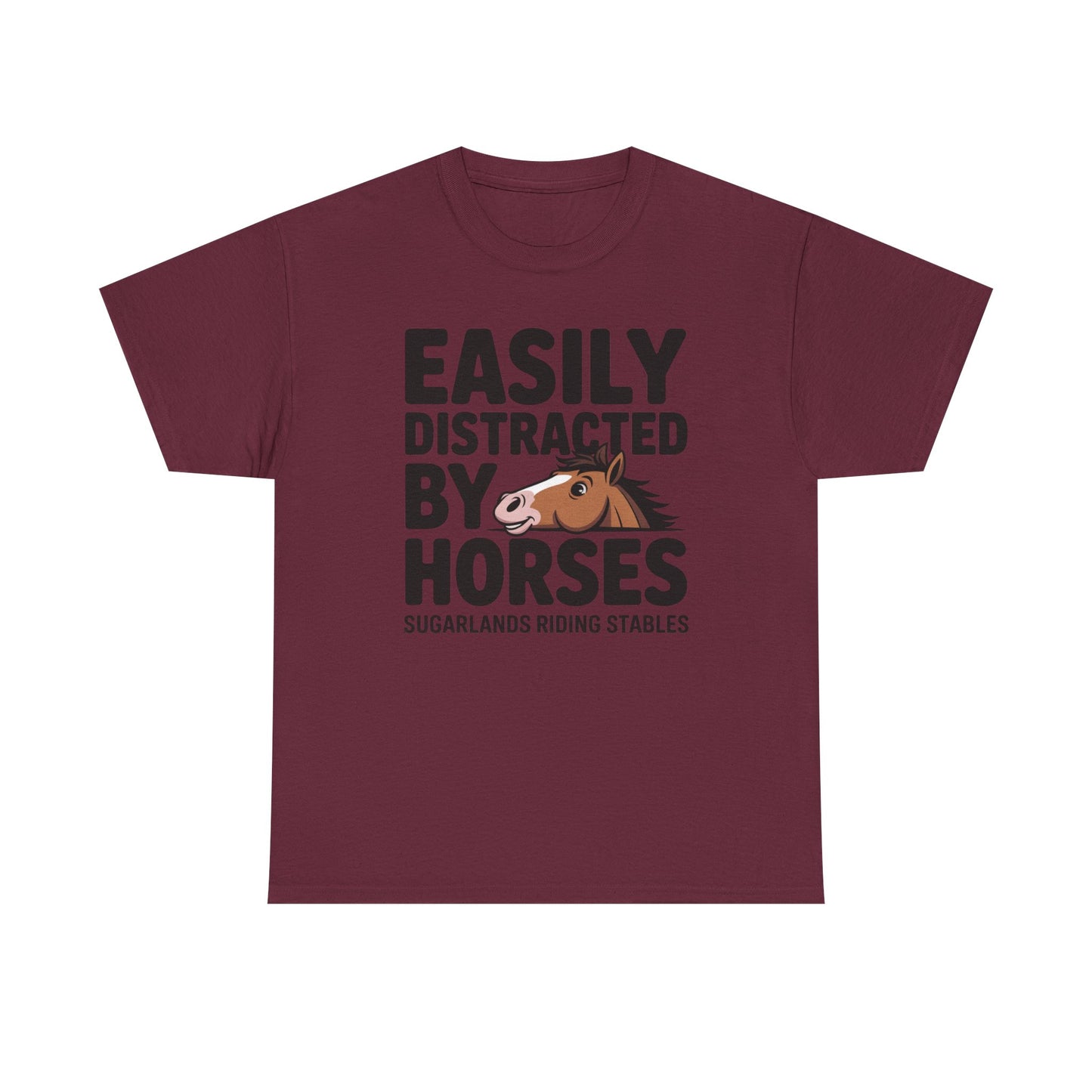 Easily Distracted by Horses T‑Shirt — Funny Equestrian Tee for Horse Lovers