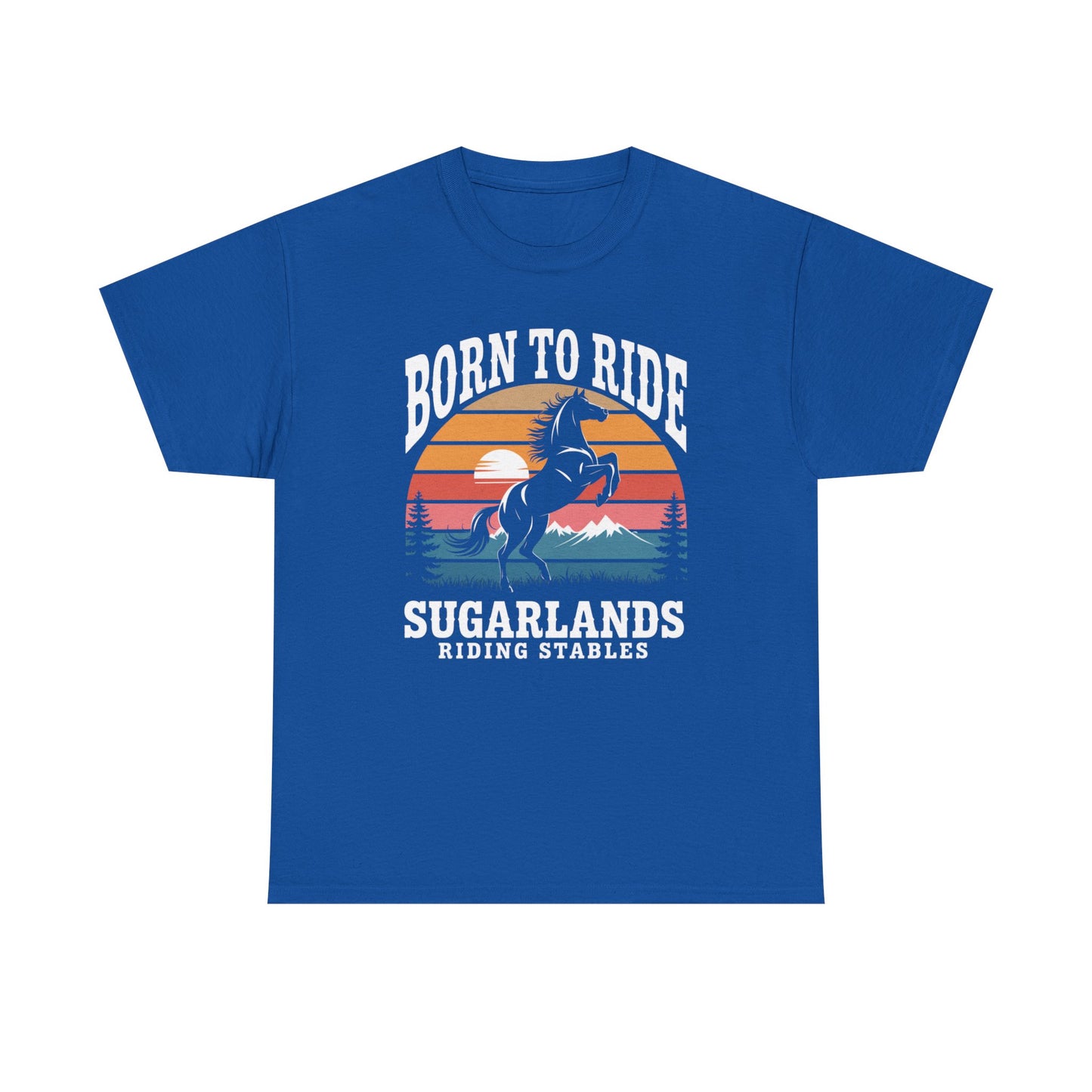 Born to Ride Horse T-Shirt — Sugarlands Riding Stables Retro Sunset Tee