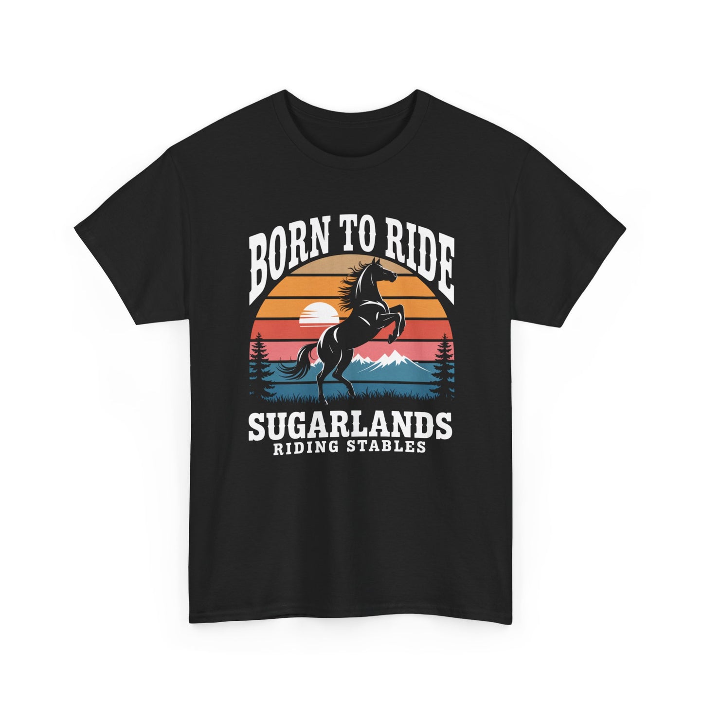 Born to Ride Horse T-Shirt — Sugarlands Riding Stables Retro Sunset Tee