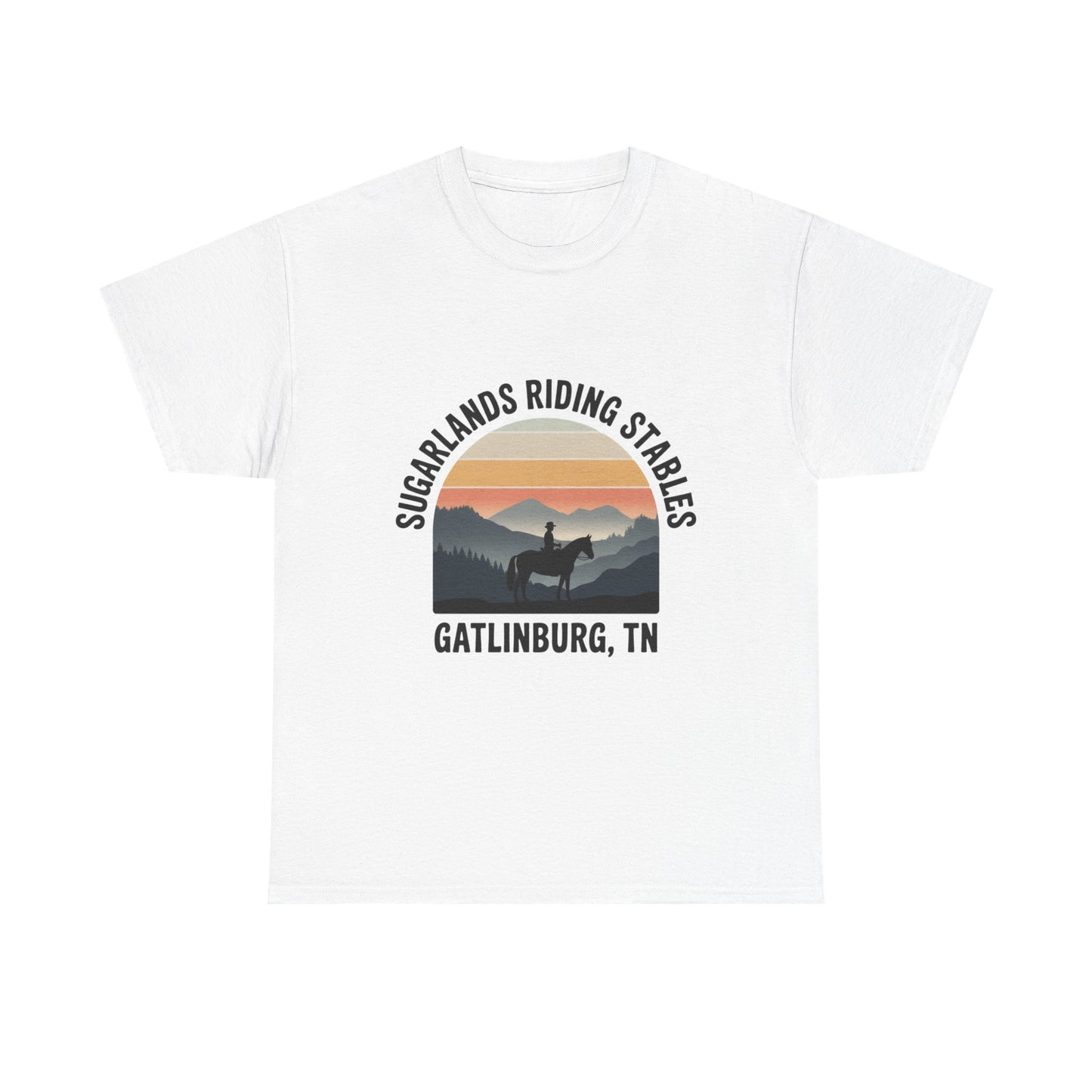 Sugarlands Riding Stables T-Shirt – Gatlinburg Tennessee Sunset Horizon Smoky Mountains Tee