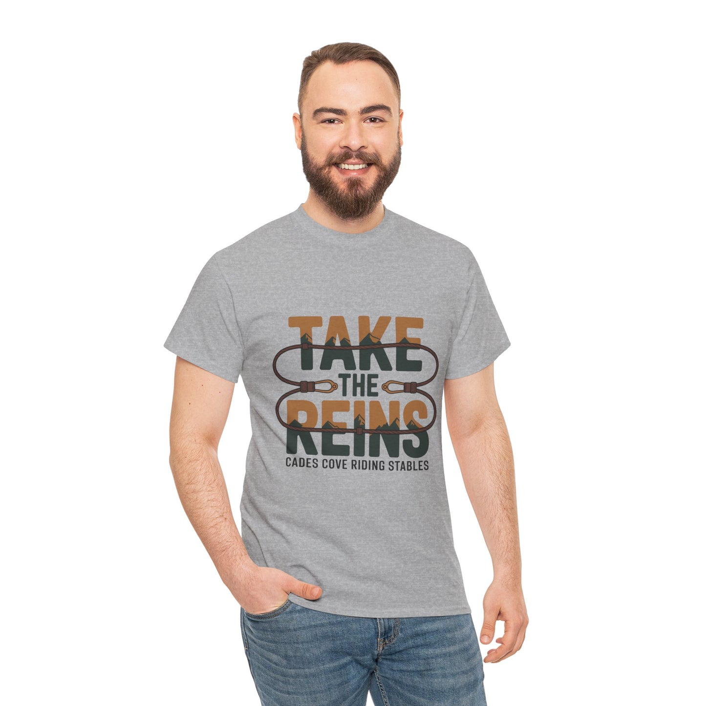 Take the Reins T-Shirt – Cades Cove Riding Stables Smoky Mountains Horseback Riding Tee