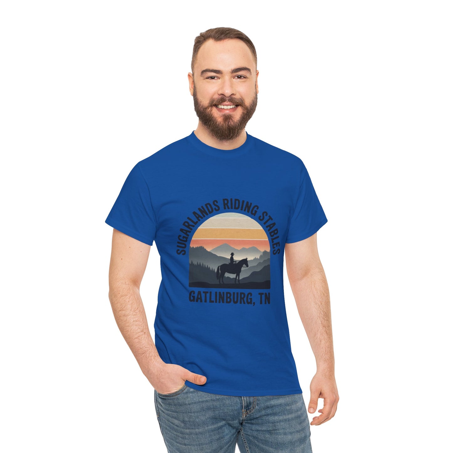 Sugarlands Riding Stables T-Shirt – Gatlinburg Tennessee Sunset Horizon Smoky Mountains Tee