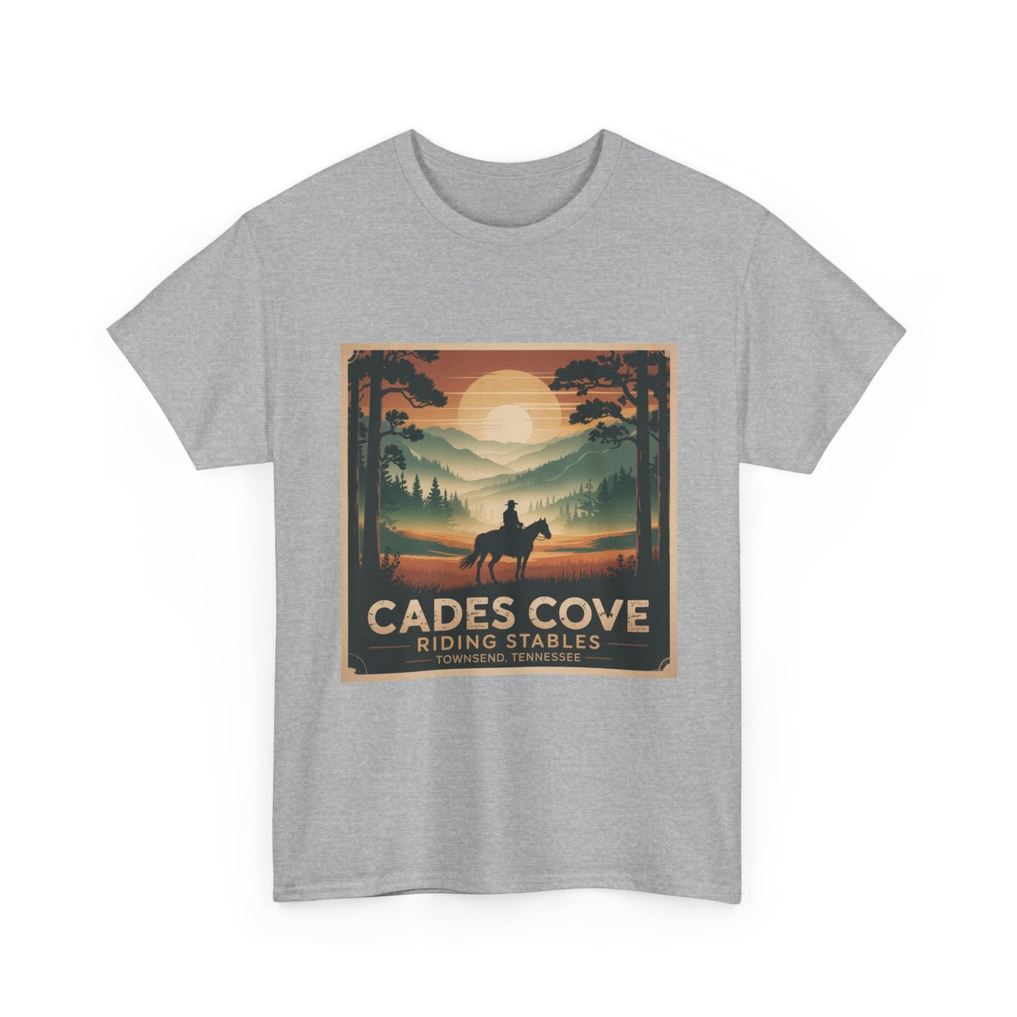 Cades Cove Riding Stables Sunset T-Shirt – Townsend Tennessee Smoky Mountains Horseback Tee