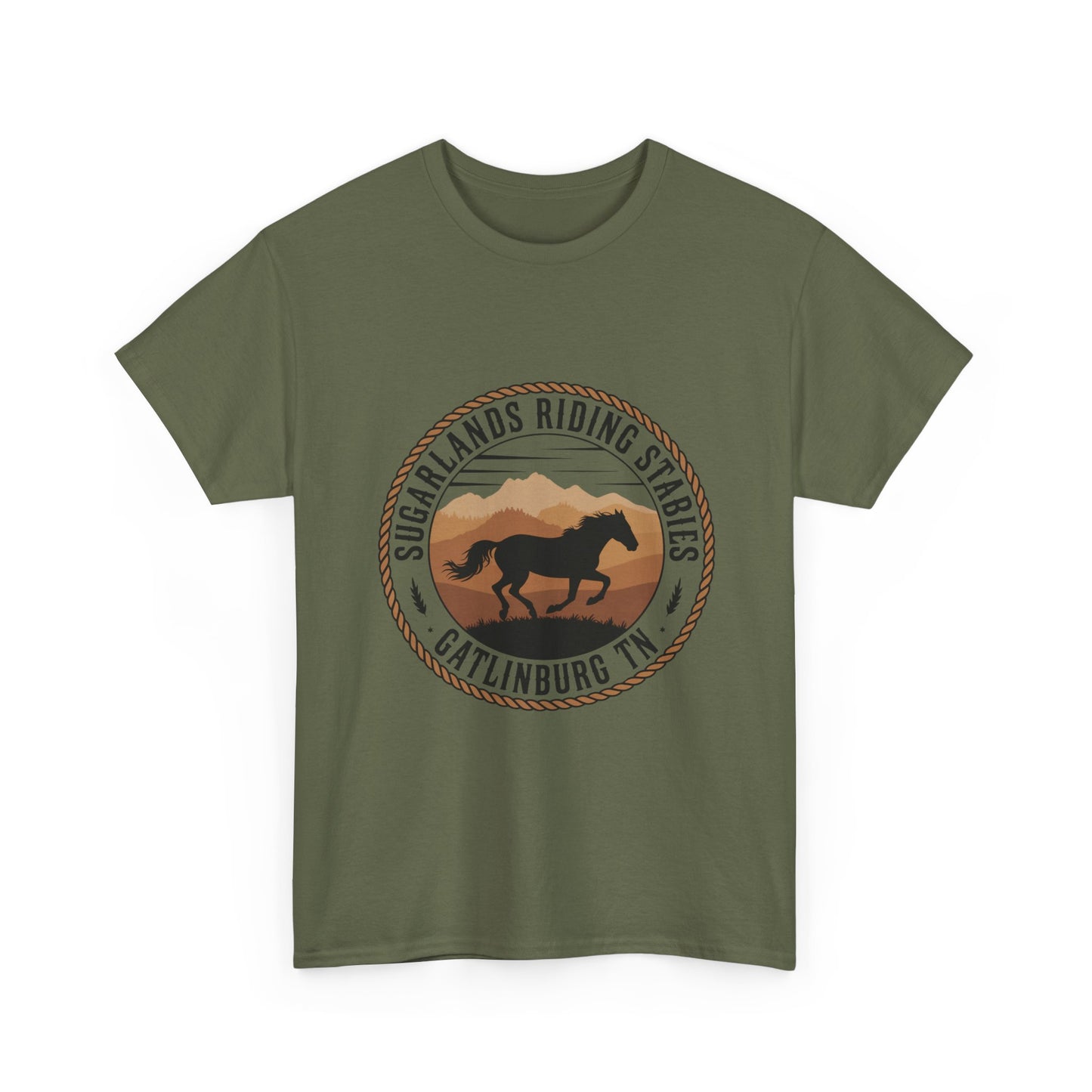Sugarlands Riding Stables T-Shirt – Gatlinburg Tennessee Running Horse Western Emblem Tee