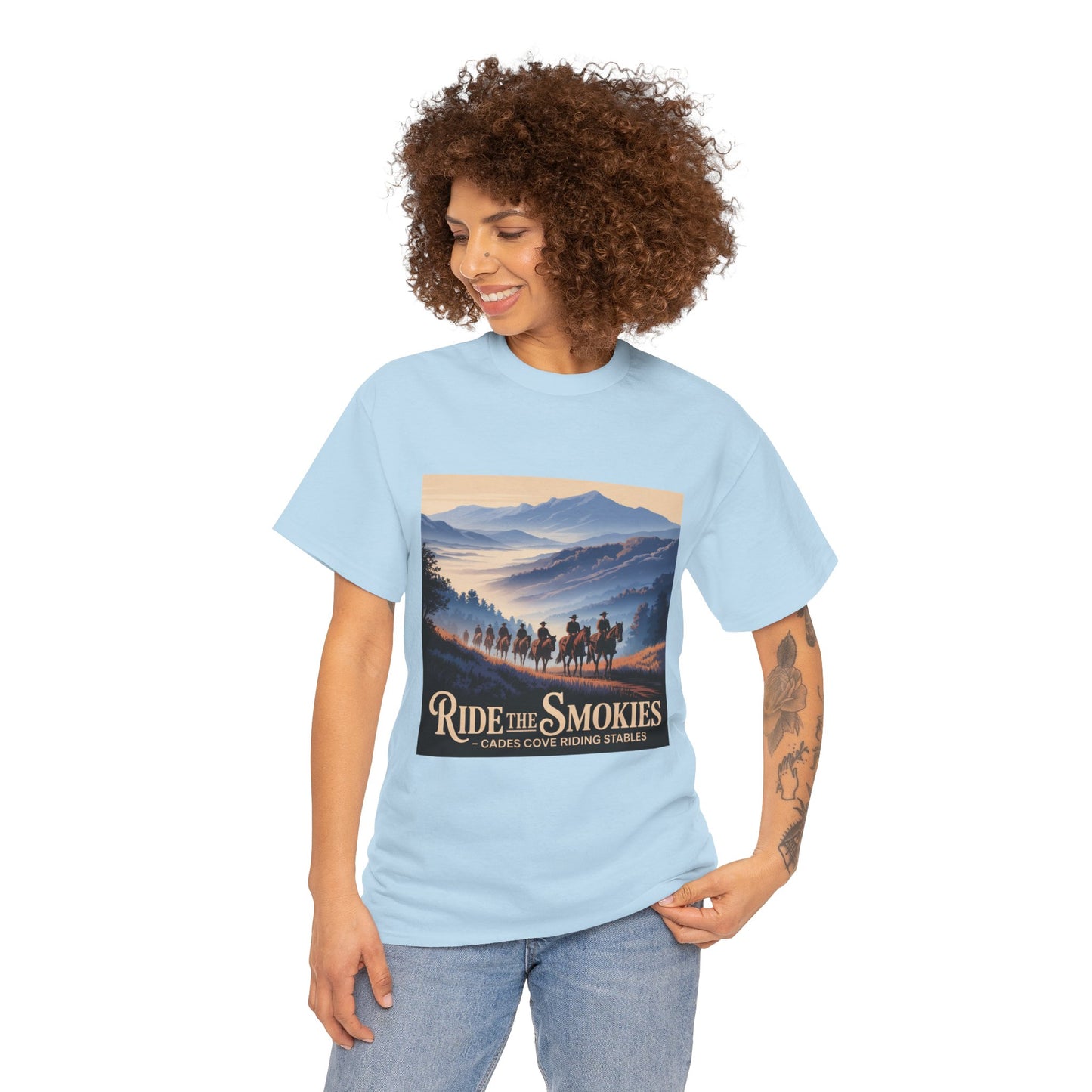 Ride the Smokies T-Shirt – Cades Cove Riding Stables Smoky Mountains Horseback Riding Tee