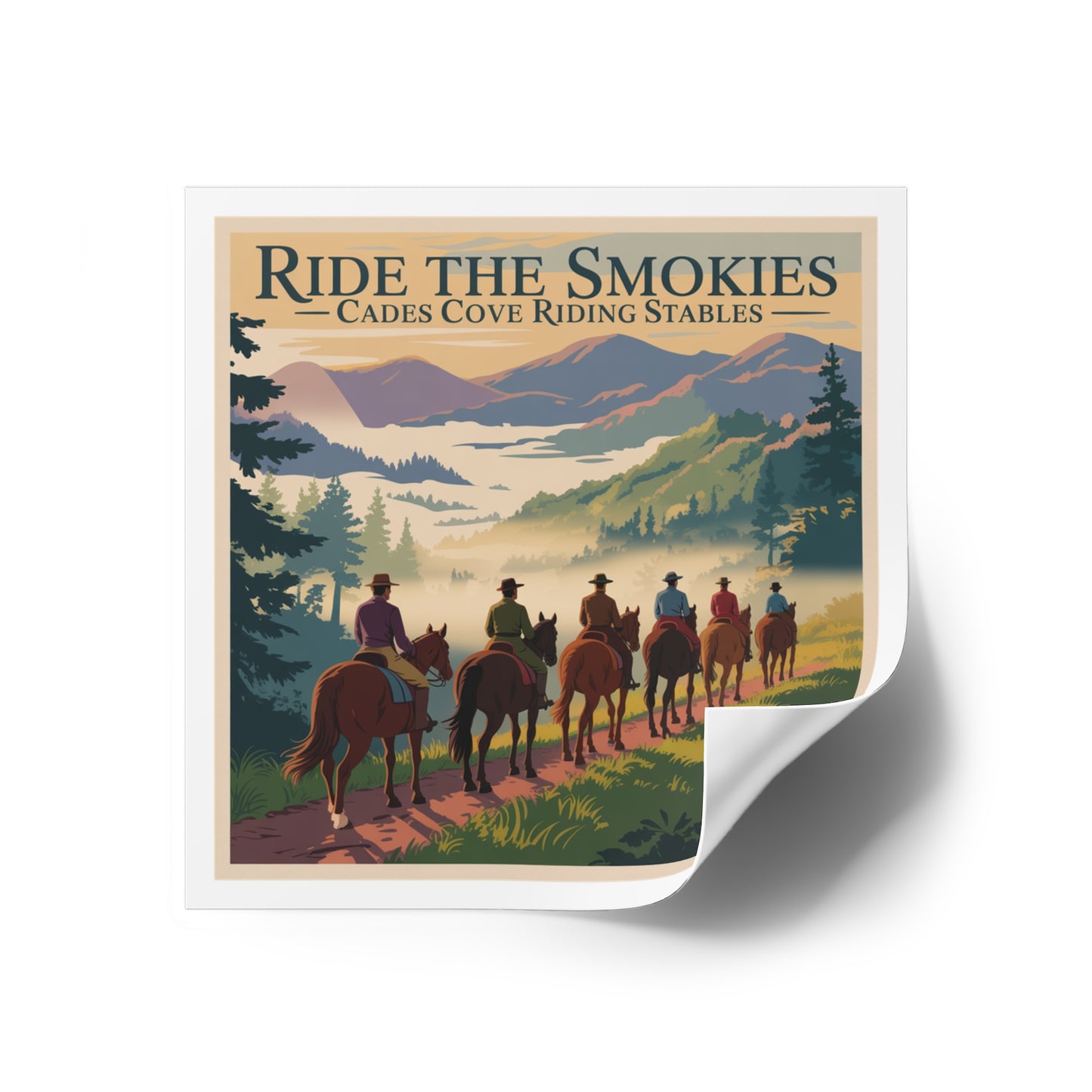 Ride the Smokies Sticker – Cades Cove Riding Stables Smoky Mountains Horseback Riding Decal