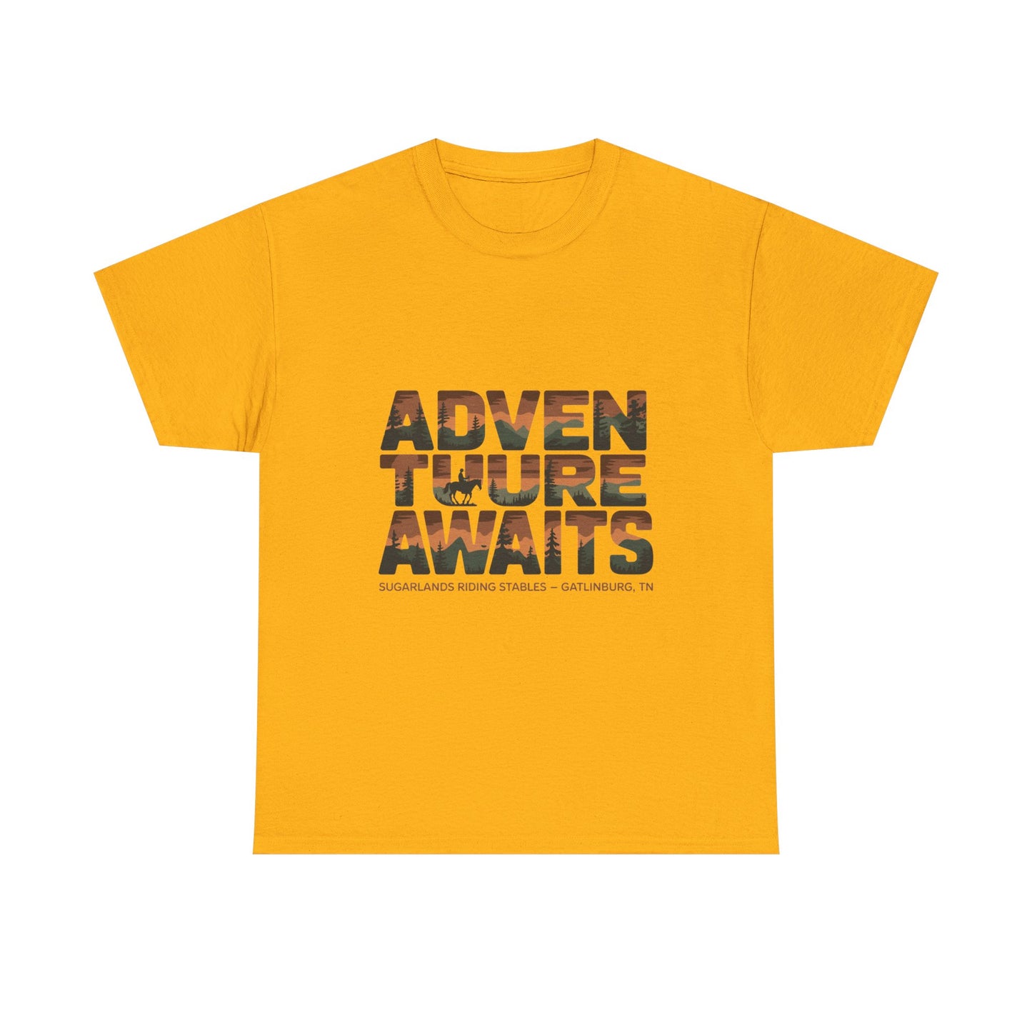 Adventure Awaits T-Shirt – Sugarlands Riding Stables Gatlinburg Smoky Mountains Outdoor Tee
