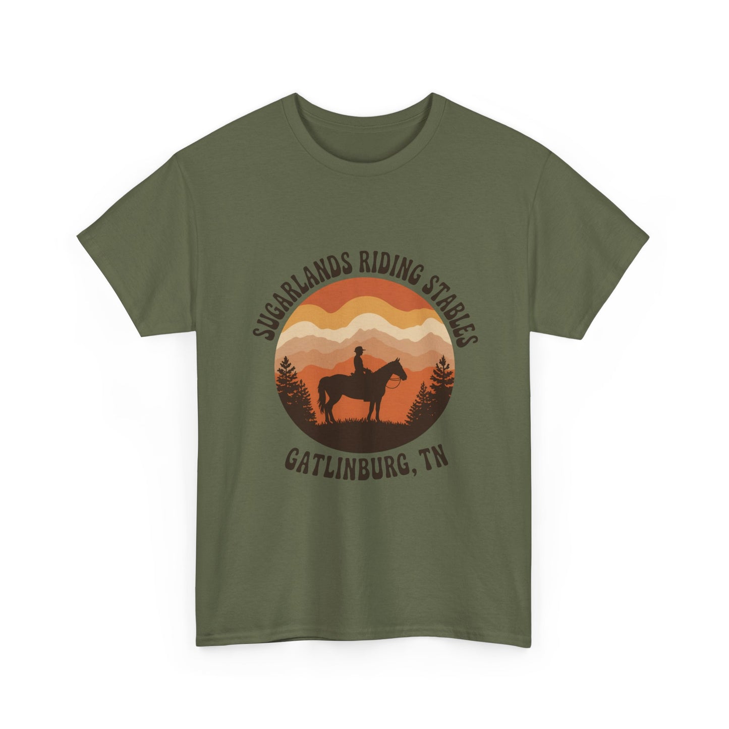 Sugarlands Riding Stables T-Shirt – Gatlinburg Tennessee Sunset Smoky Mountains Tee