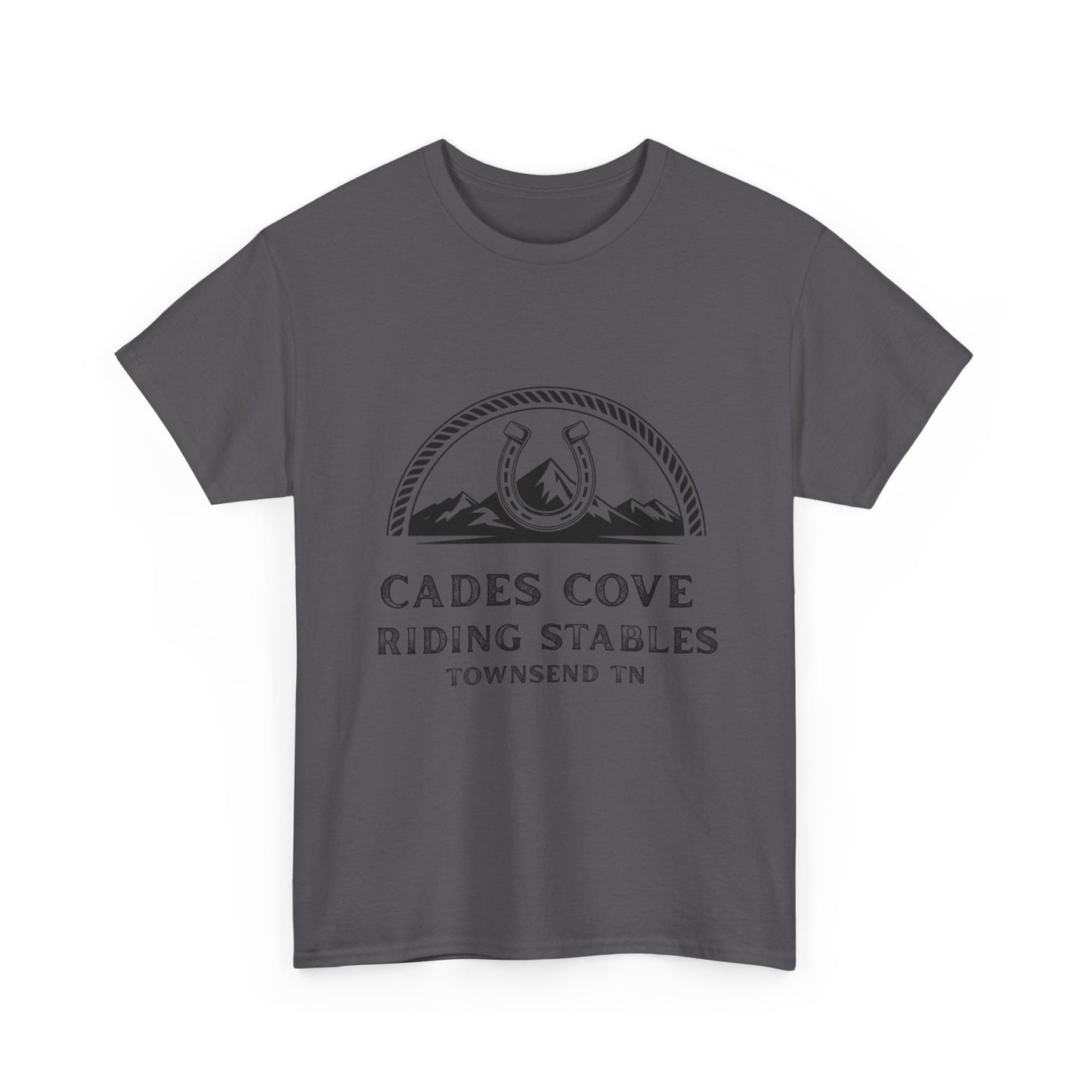 Cades Cove Riding Stables T-Shirt – Smoky Mountains Horseshoe Western Logo Tee