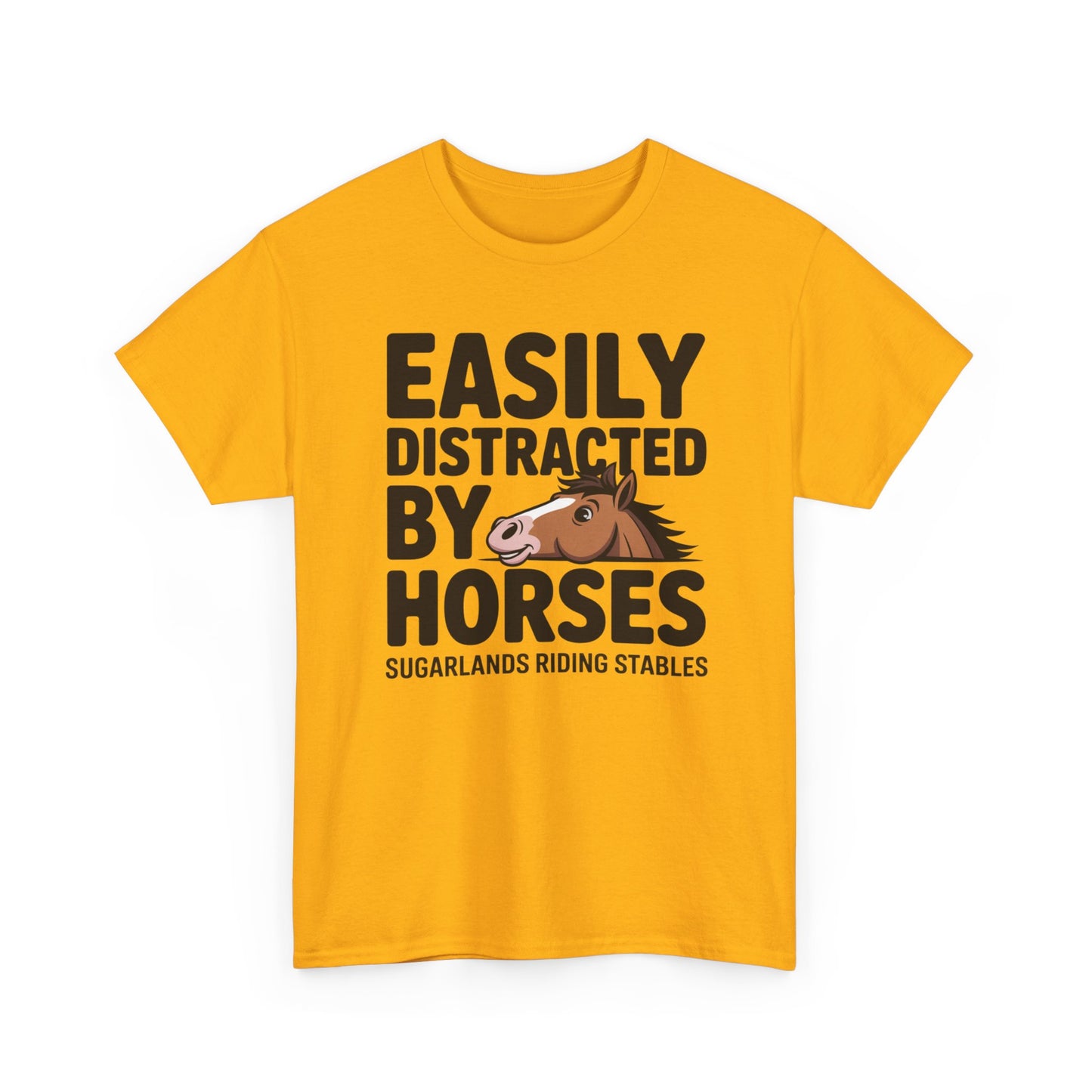 Easily Distracted by Horses T‑Shirt — Funny Equestrian Tee for Horse Lovers