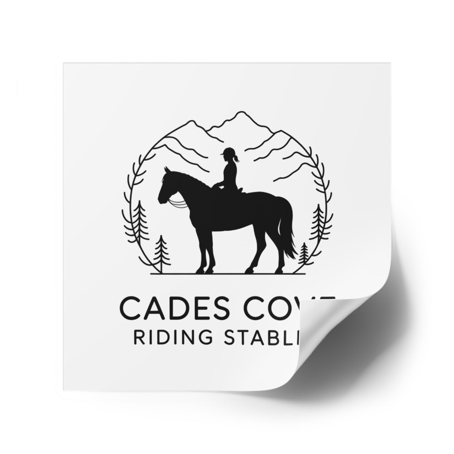 Cades Cove Riding Stables Sticker – Smoky Mountains Horse and Rider Minimalist Decal