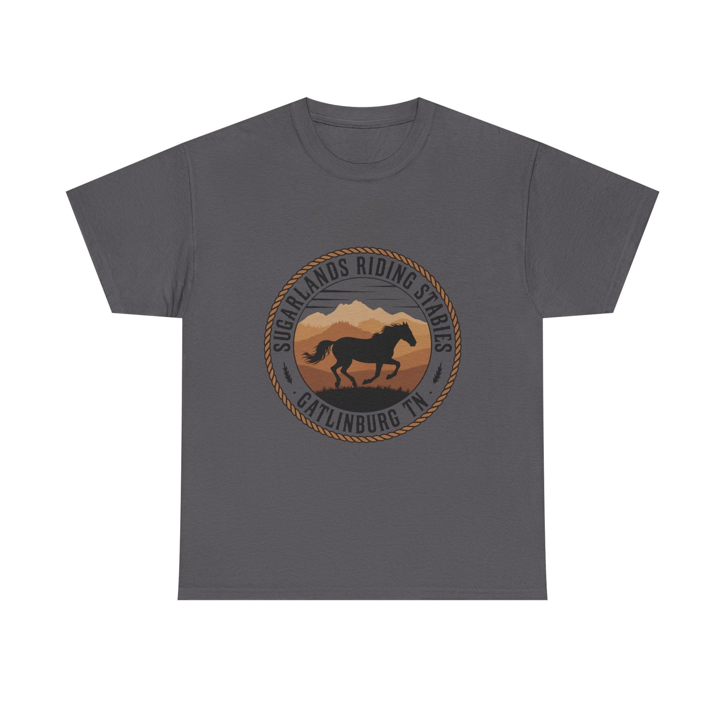 Sugarlands Riding Stables T-Shirt – Gatlinburg Tennessee Running Horse Western Emblem Tee