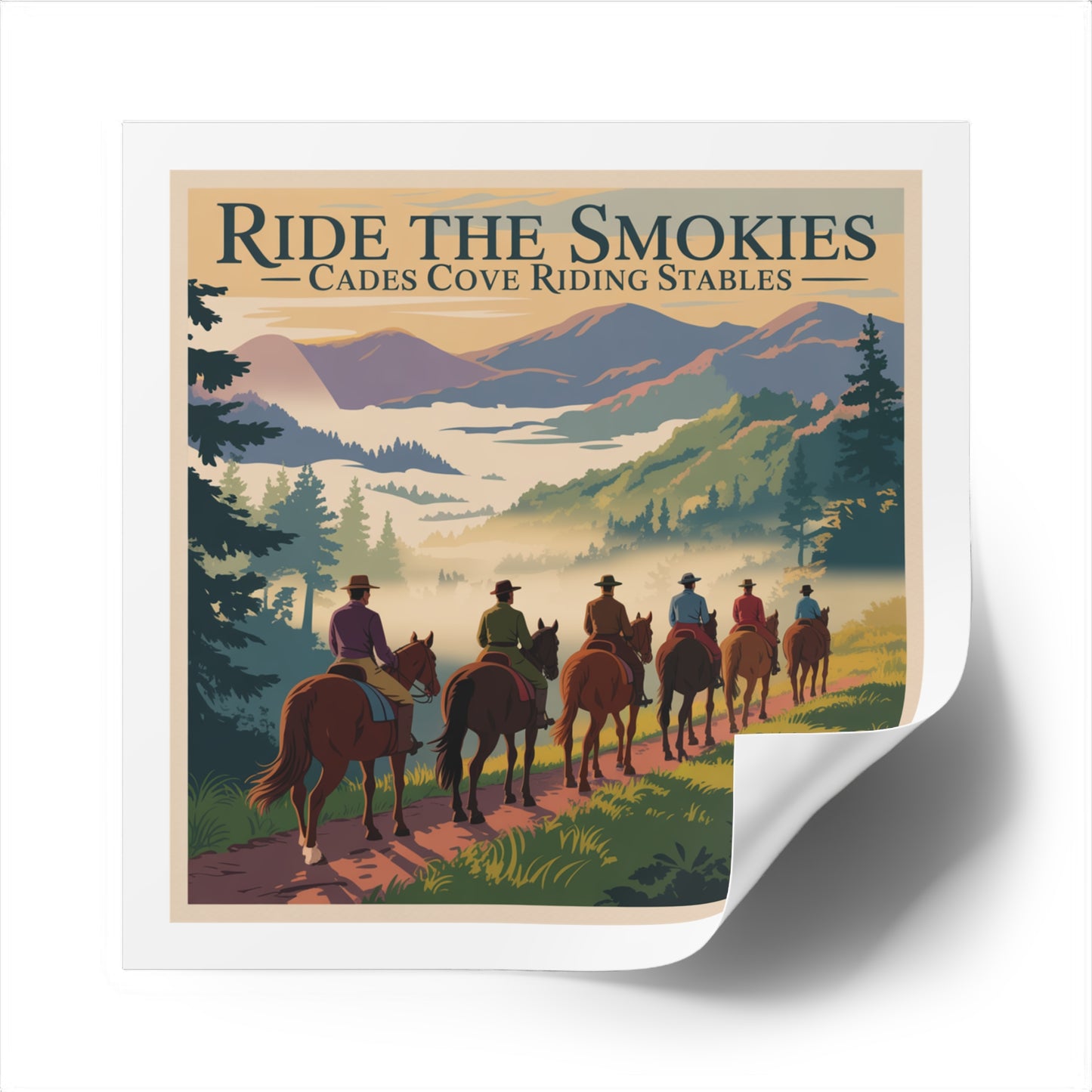 Ride the Smokies Sticker – Cades Cove Riding Stables Smoky Mountains Horseback Riding Decal